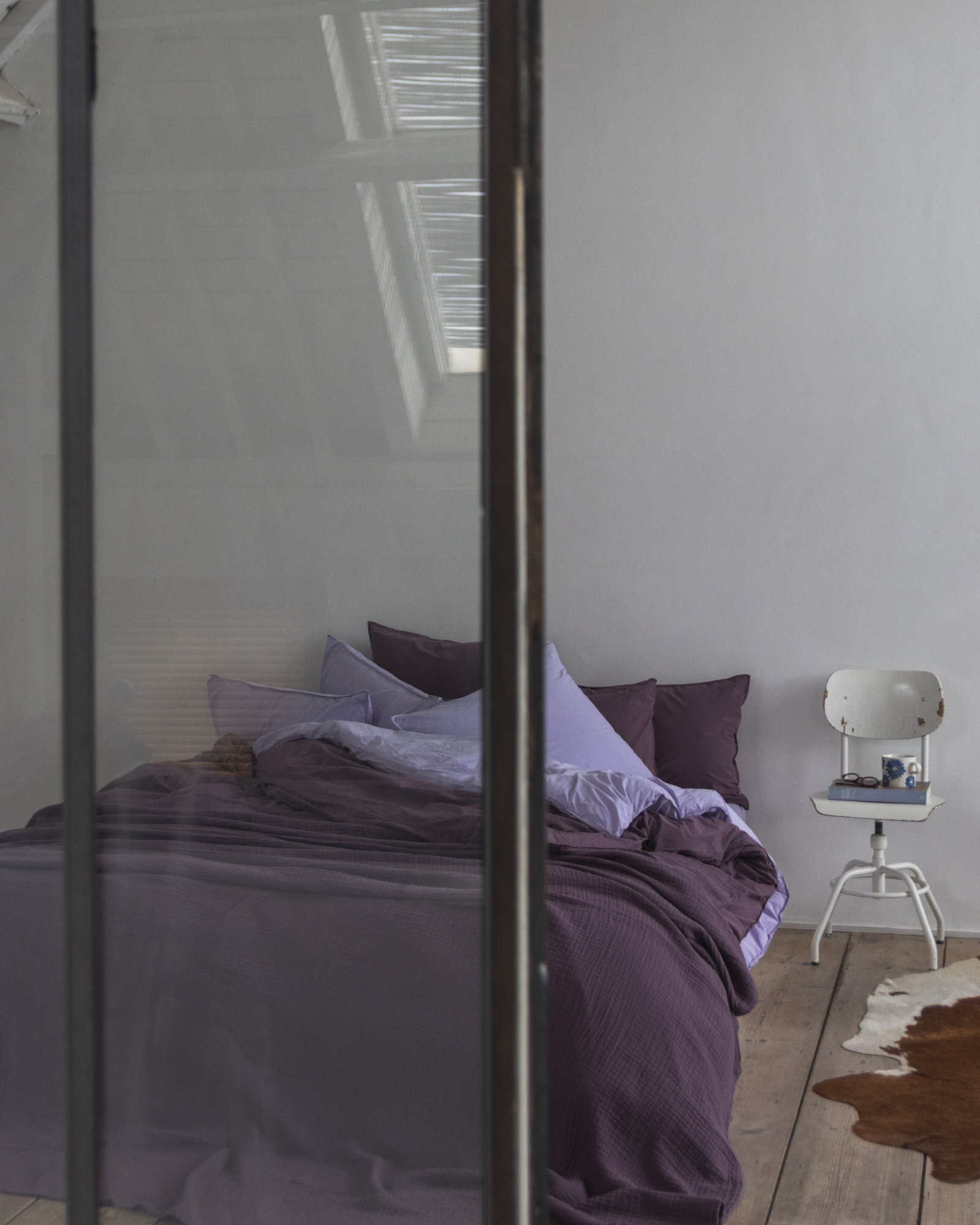 Hoeslaken VINTAGE COTTON Aubergine