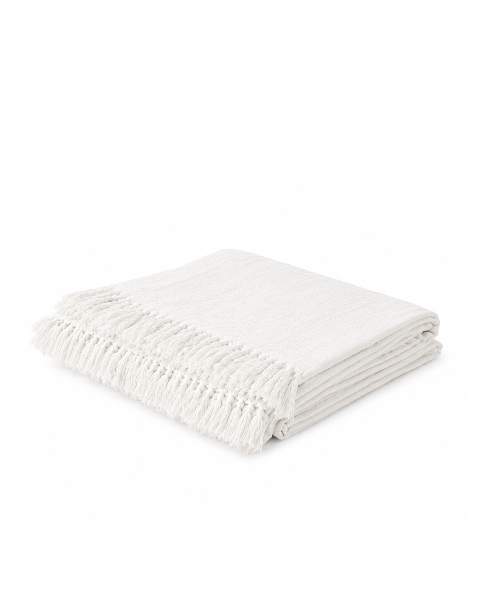 Couvre-lit à franges LINEN STORIES White