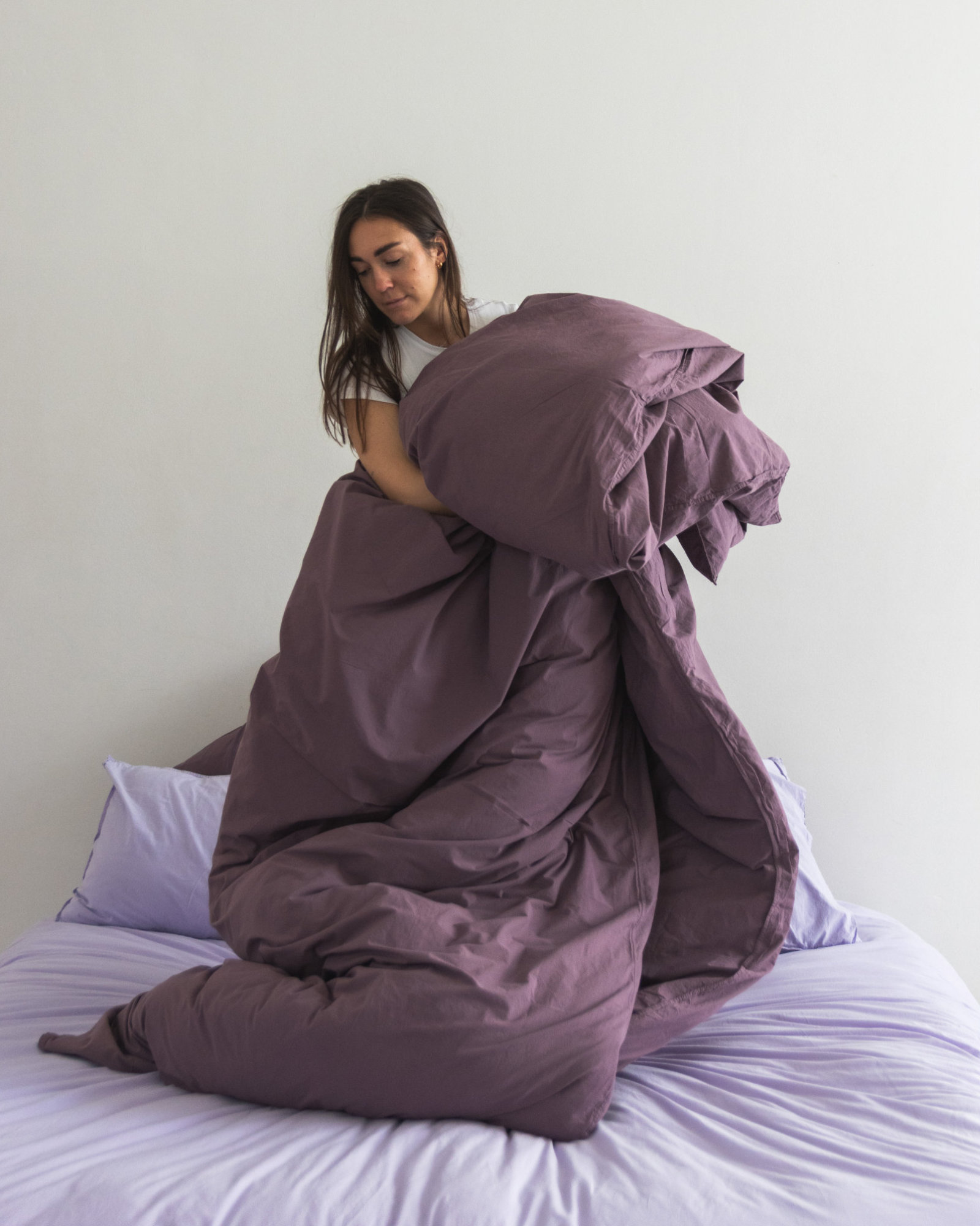 Dekbedset VINTAGE COTTON Aubergine