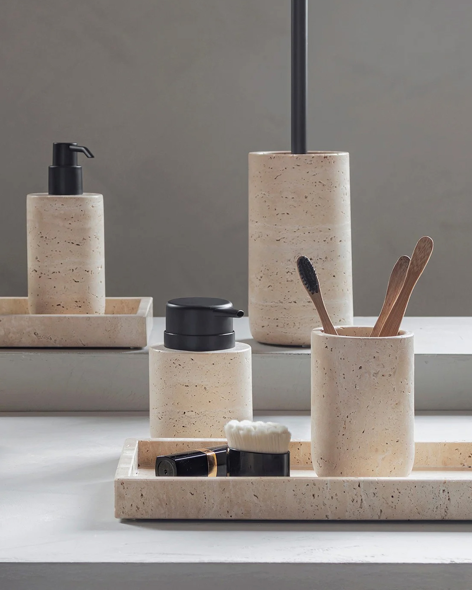 Toothbrush Holder TRAVERTINE Linen