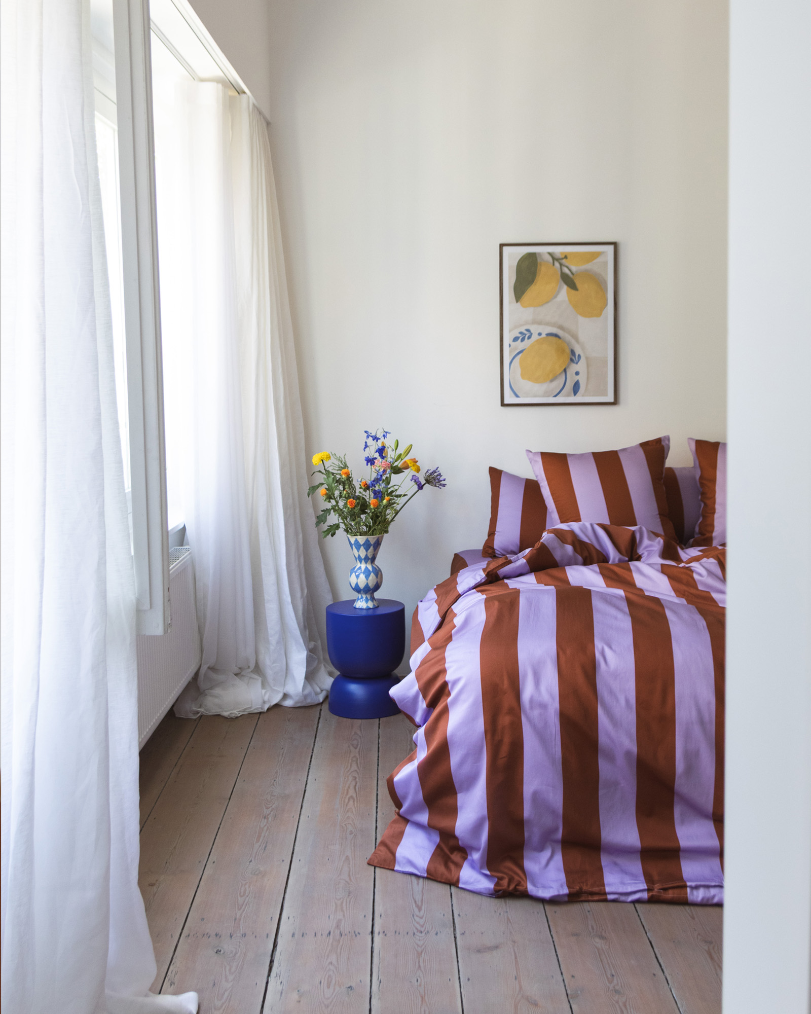 Taie d'oreiller EMILIO Lavender/Tan