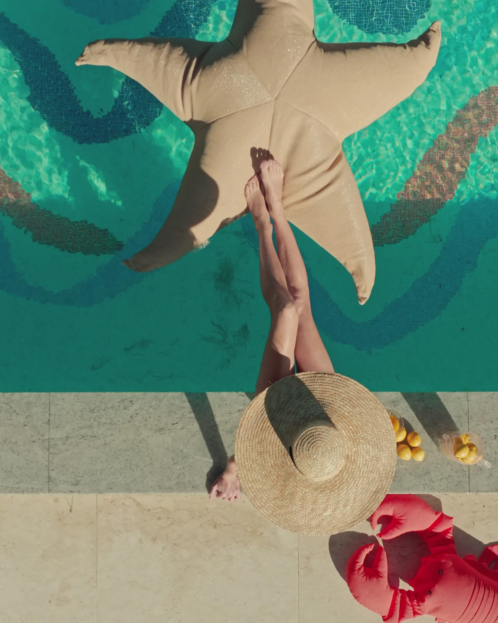 Drijvende poef RAPHIA Etoile de mer