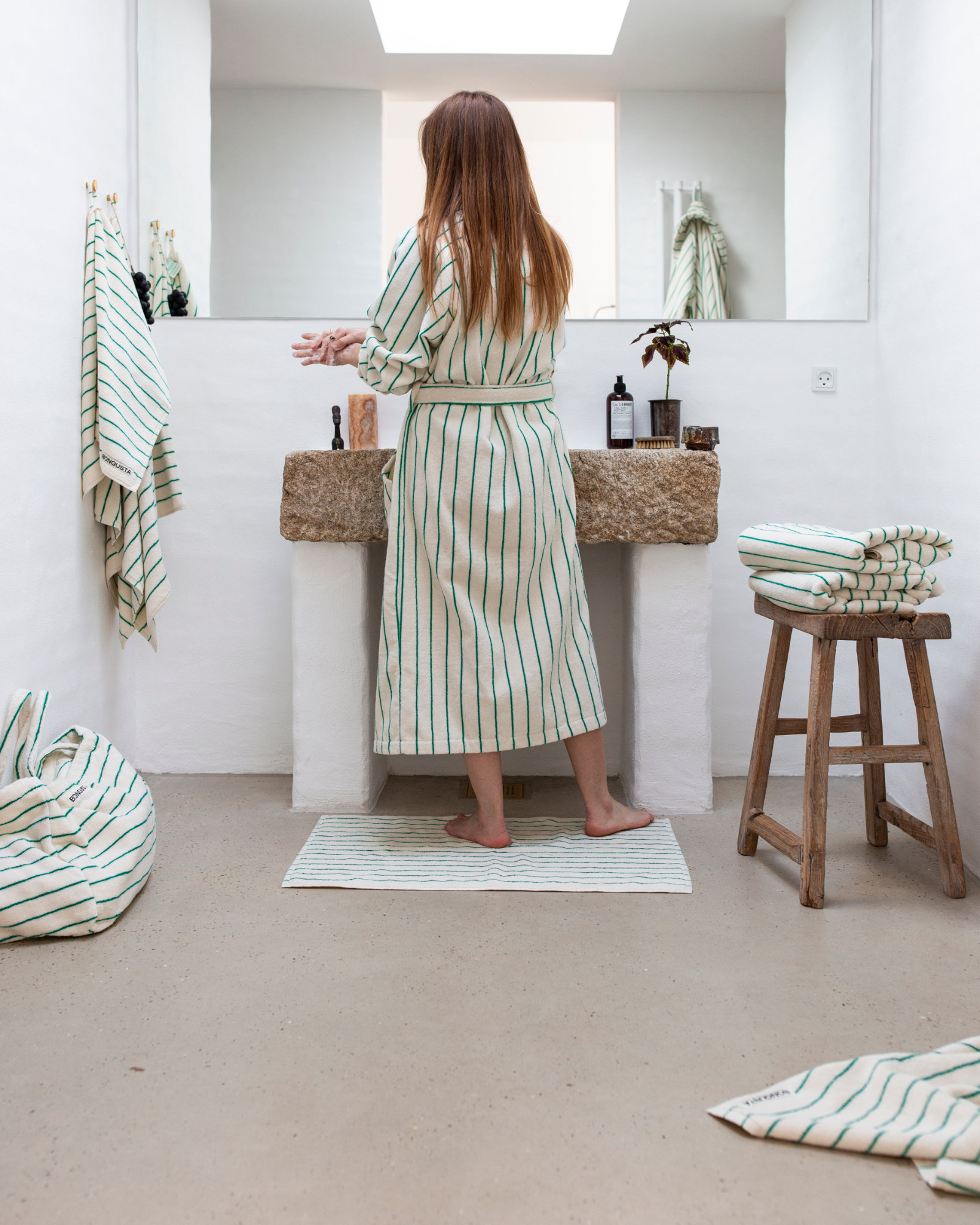 Badjas NARAM Pure white & grass