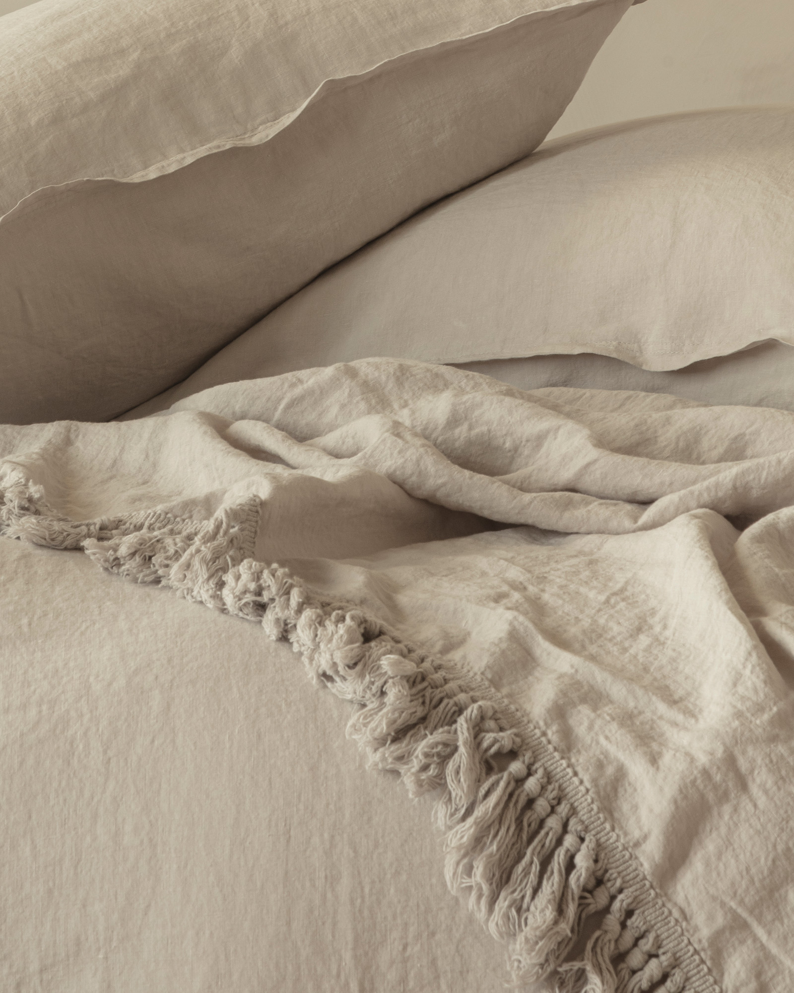 Bedsprei Franje LINEN STORIES Sand