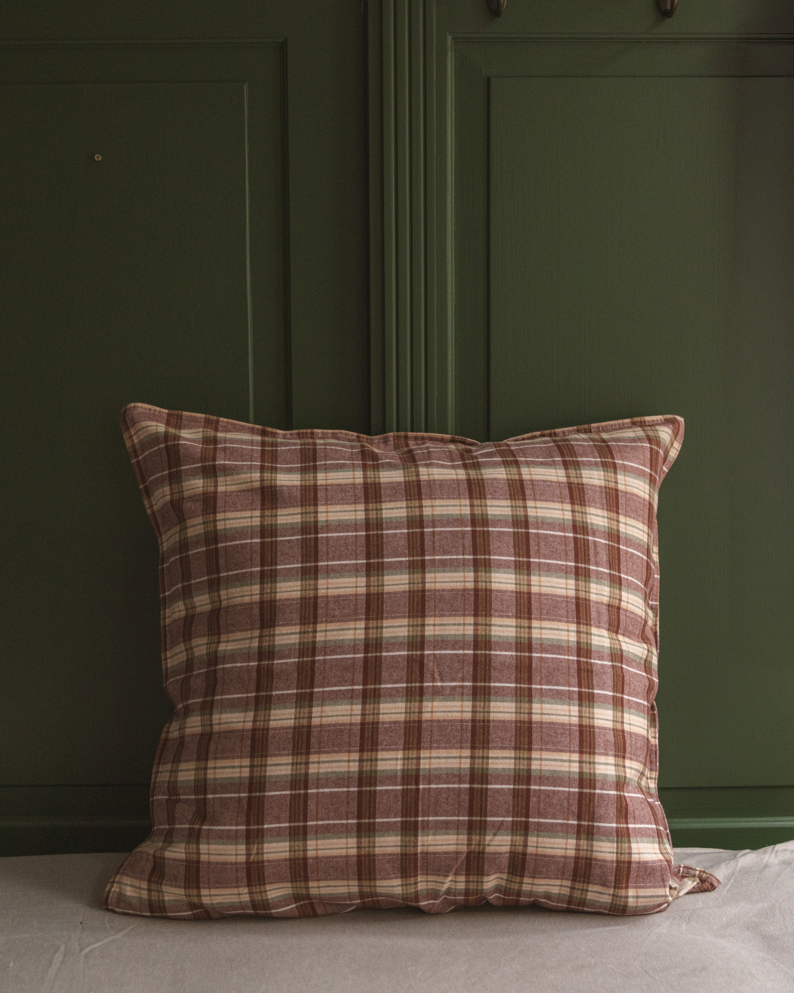 Taie d'oreiller TARTAN FLANEL Burgundy Brown