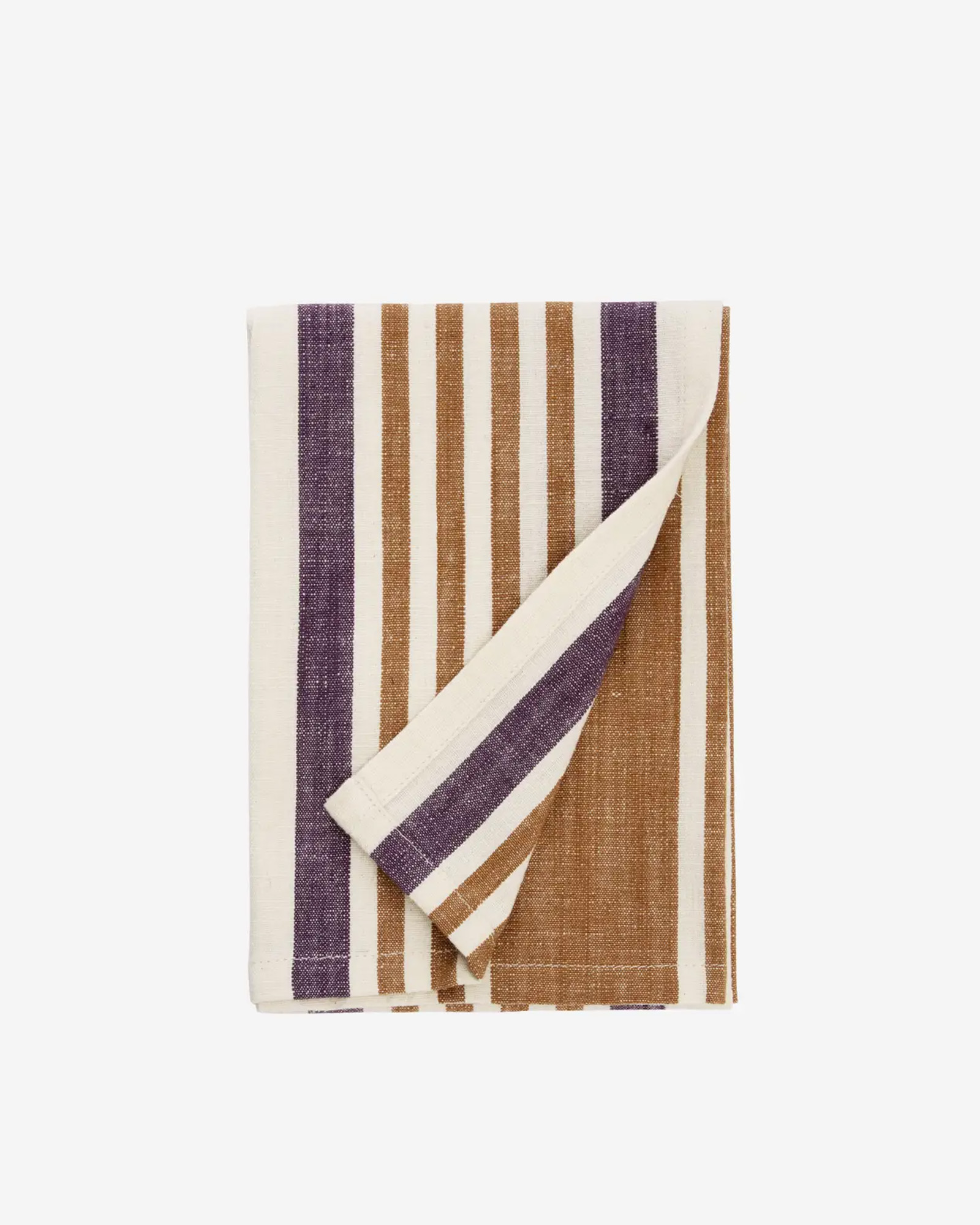 Keukenhanddoek STRIPED Off white, caramel, purple