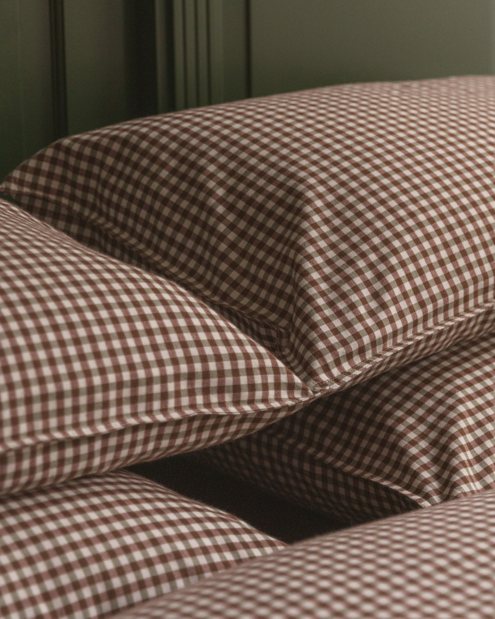 Parure de lit COSY CHECK Cream & Burgundy Brown