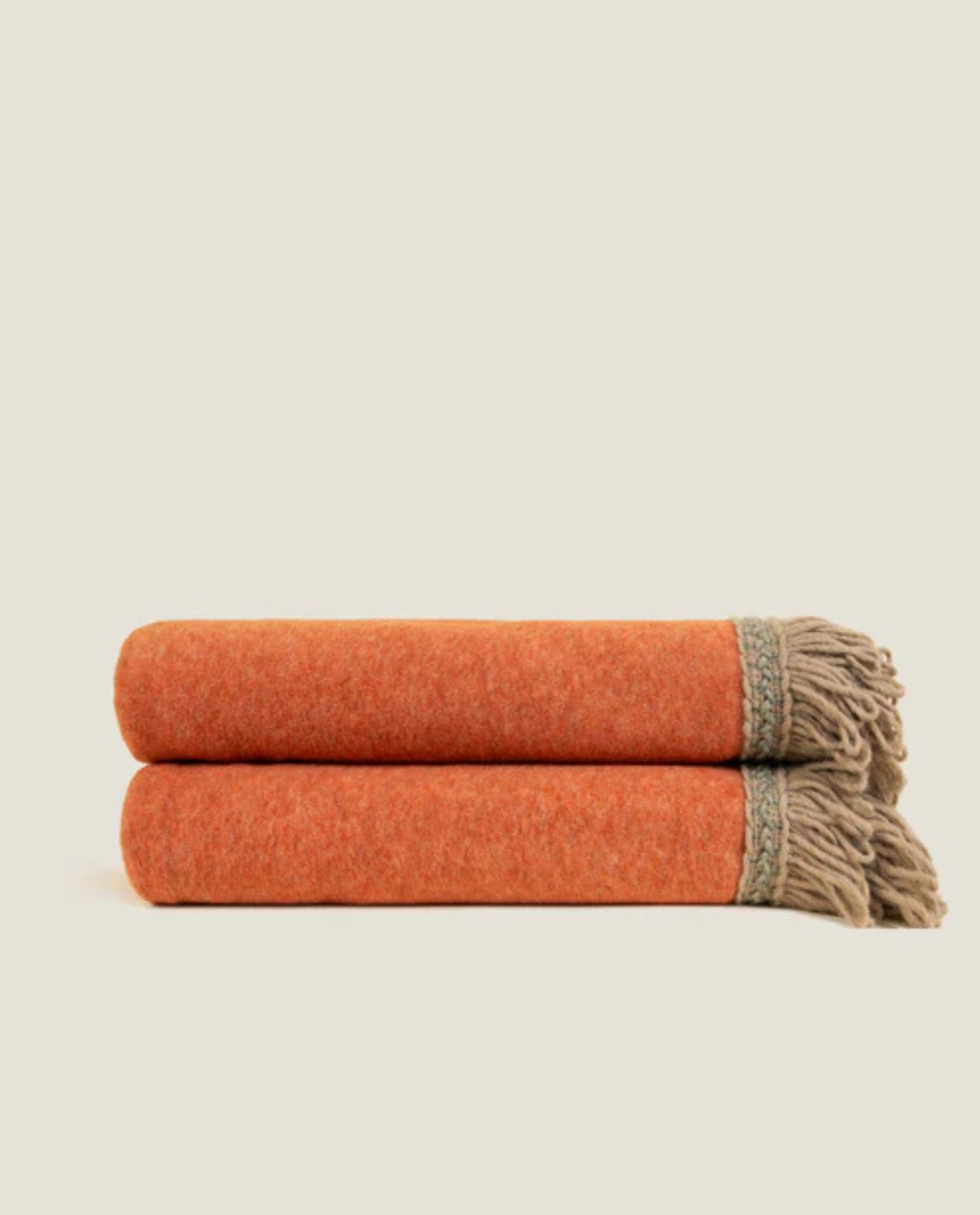 Plaid FRINGES Apricot