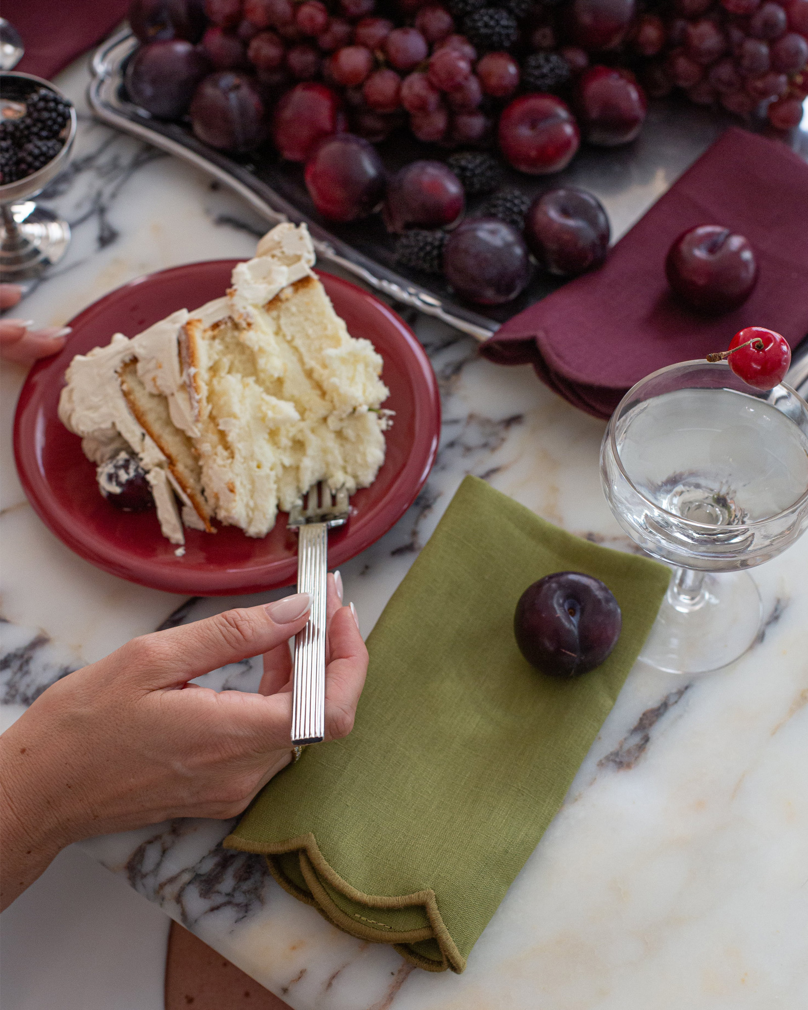 Servietten SCALLOP Aubergine