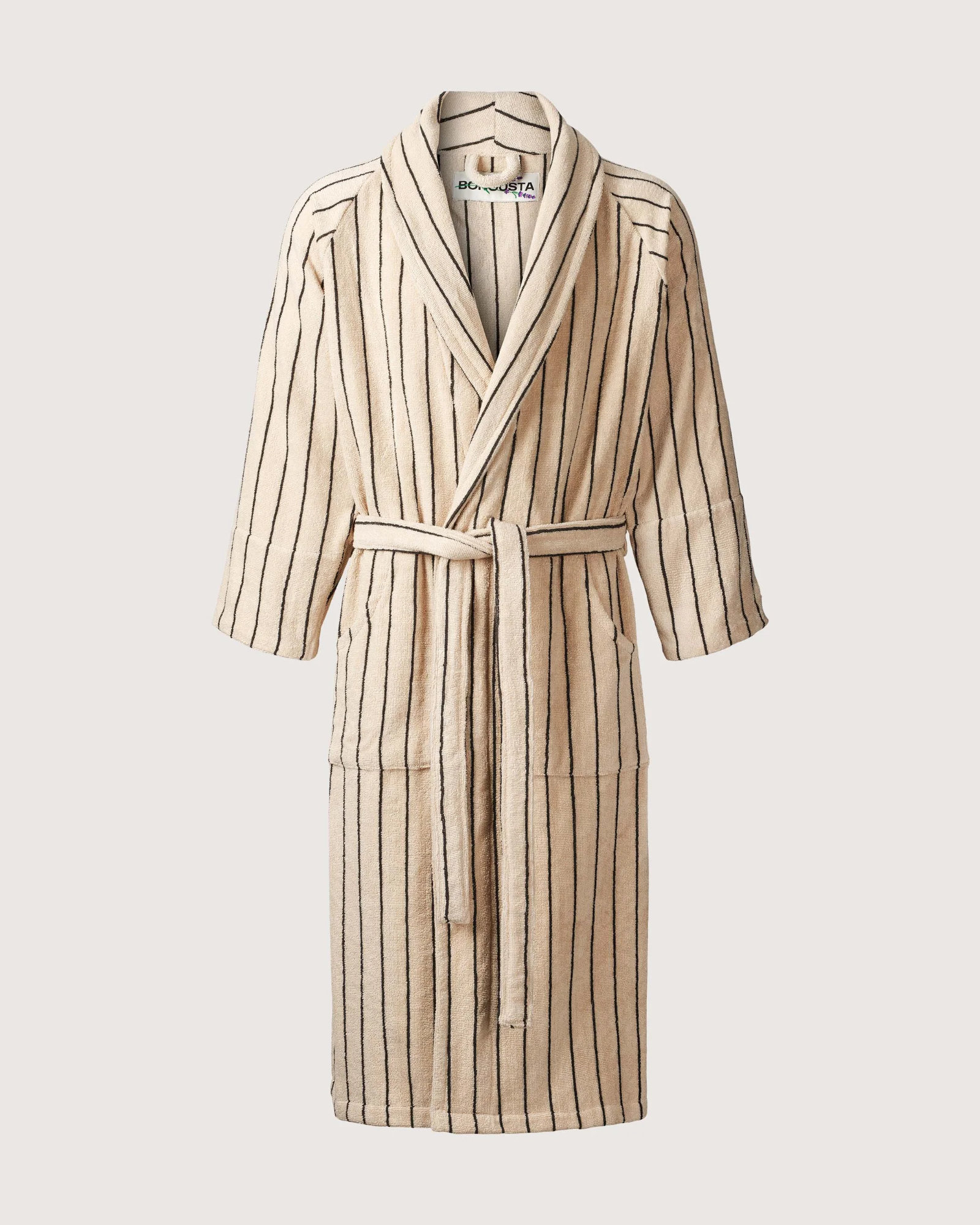 Bongusta - Bathrobe NARAM Creme & ink - LA/XL - Creme & ink