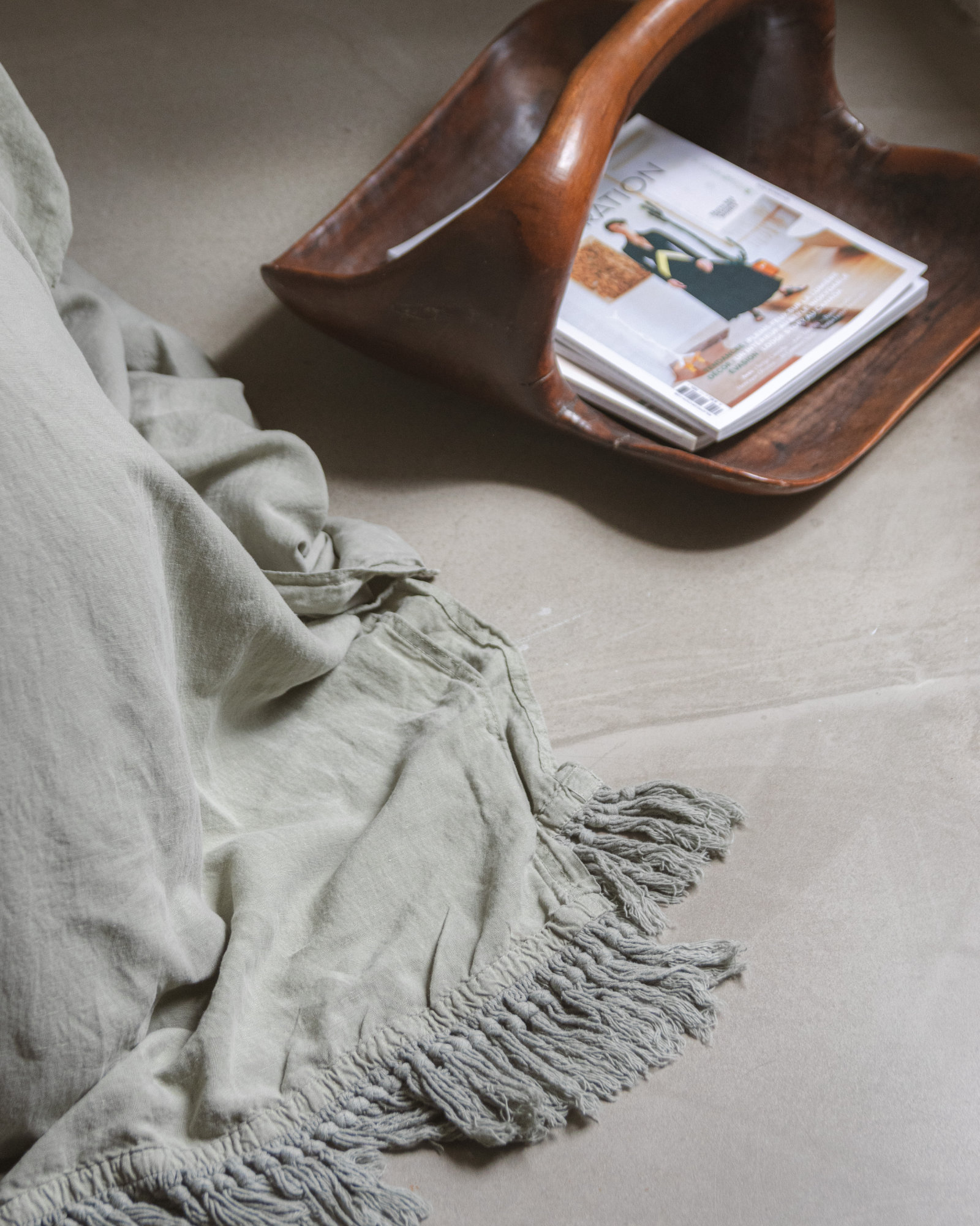 Bedsprei Franje LINEN STORIES Seagrass