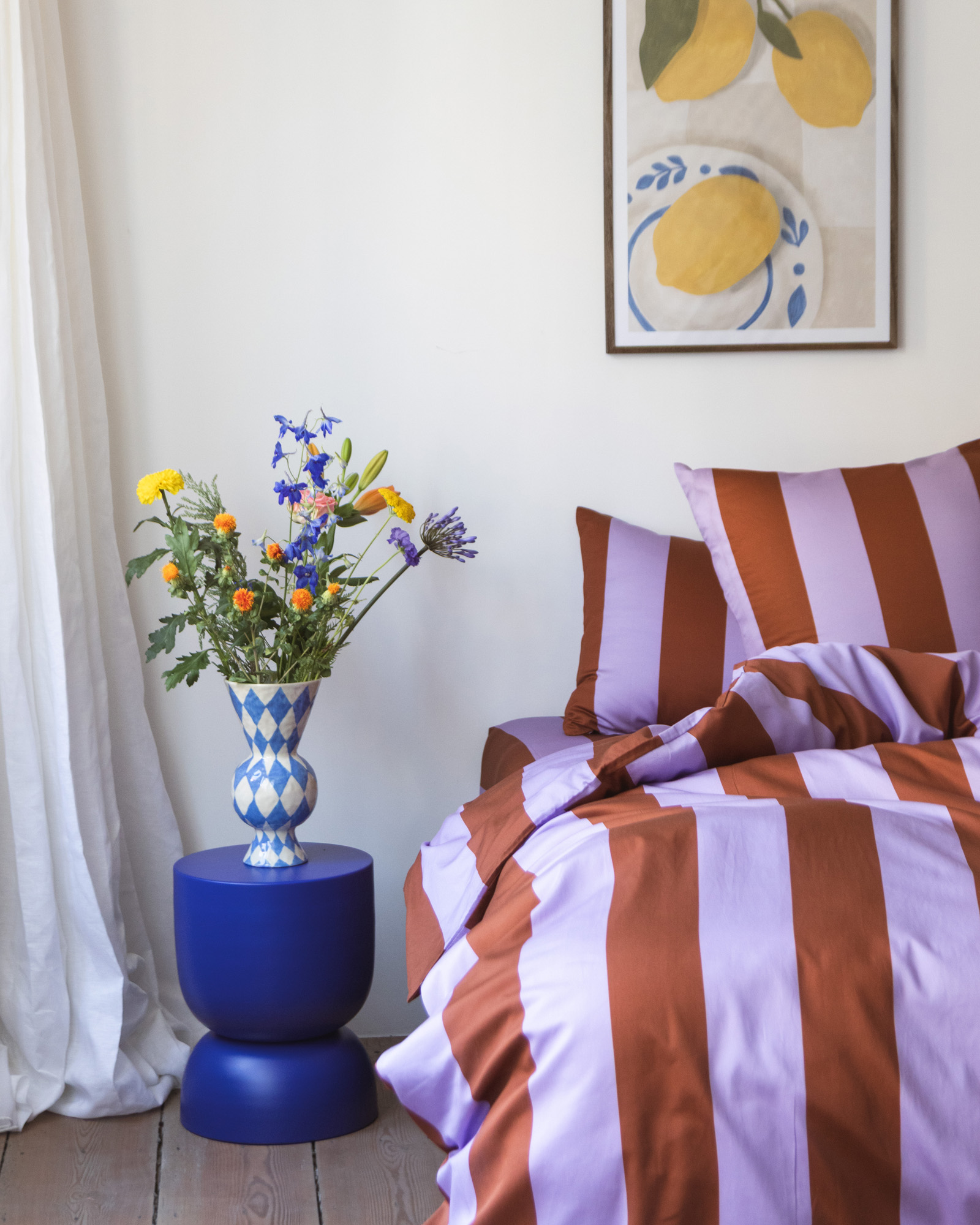 Drap housse EMILIO Lavender/Tan