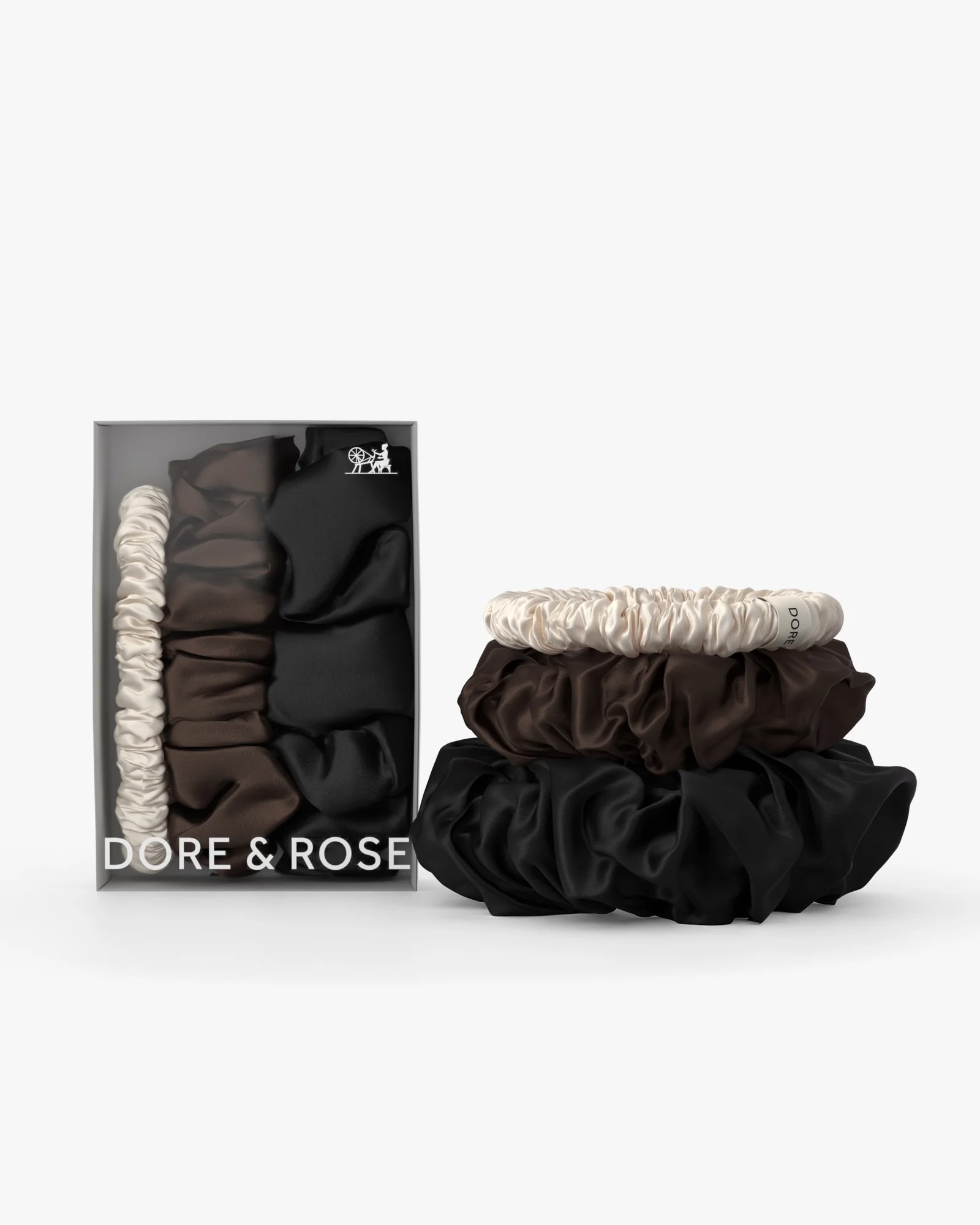 Scrunchies PREMIUM SILK Black/Brown/Champagne
