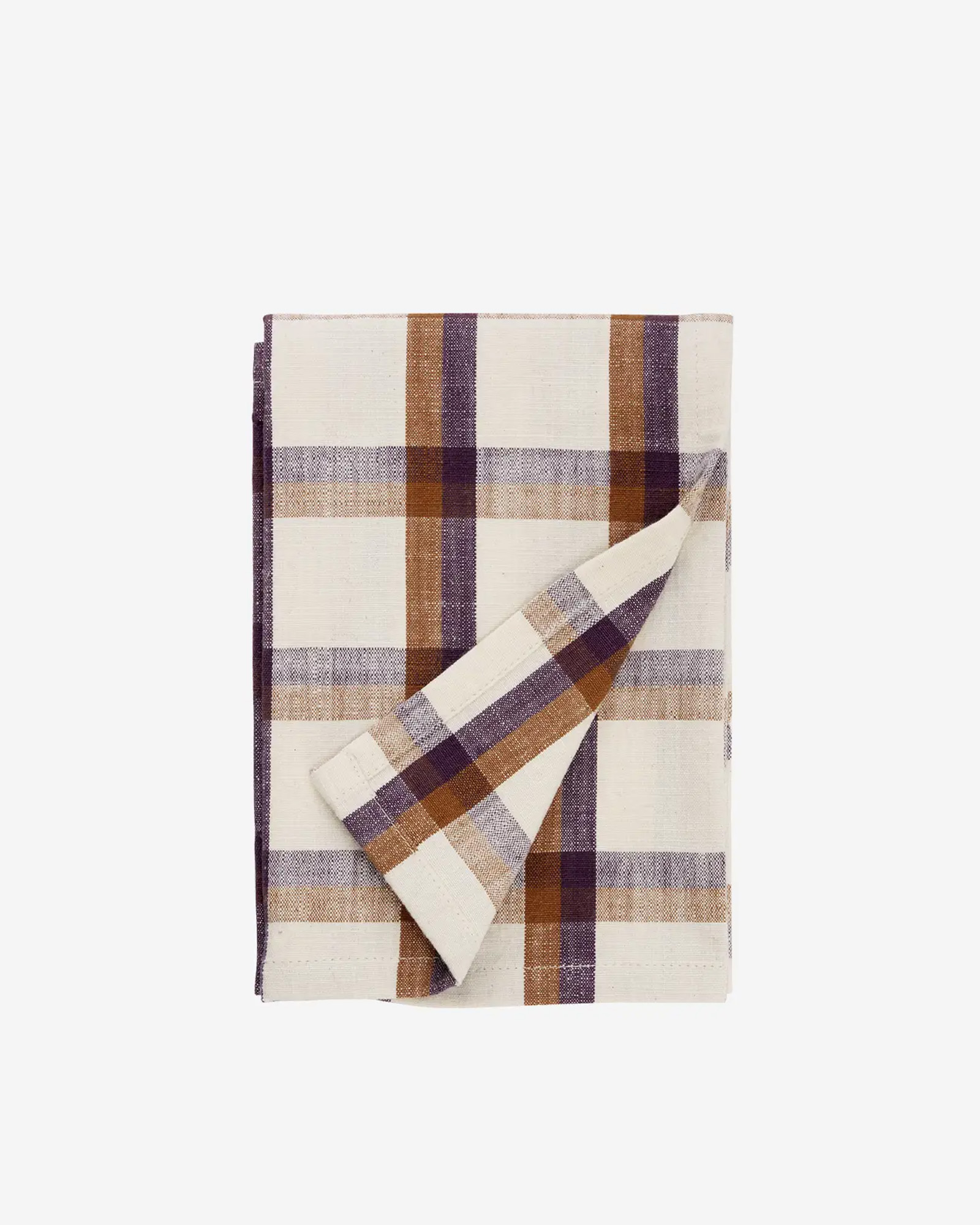 Keukenhanddoek CHECKED Off white, caramel, purple