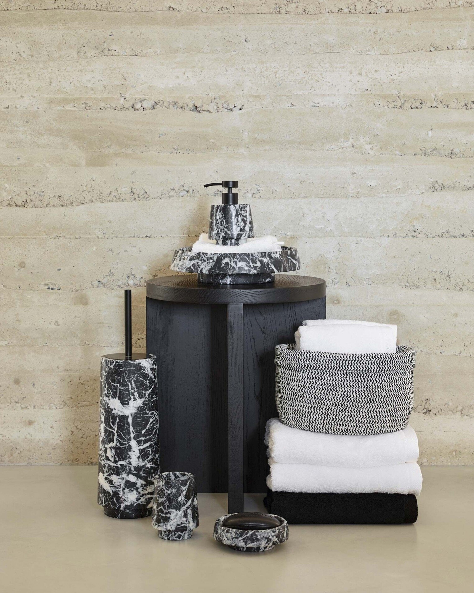 Laundry basket RENA Black/white