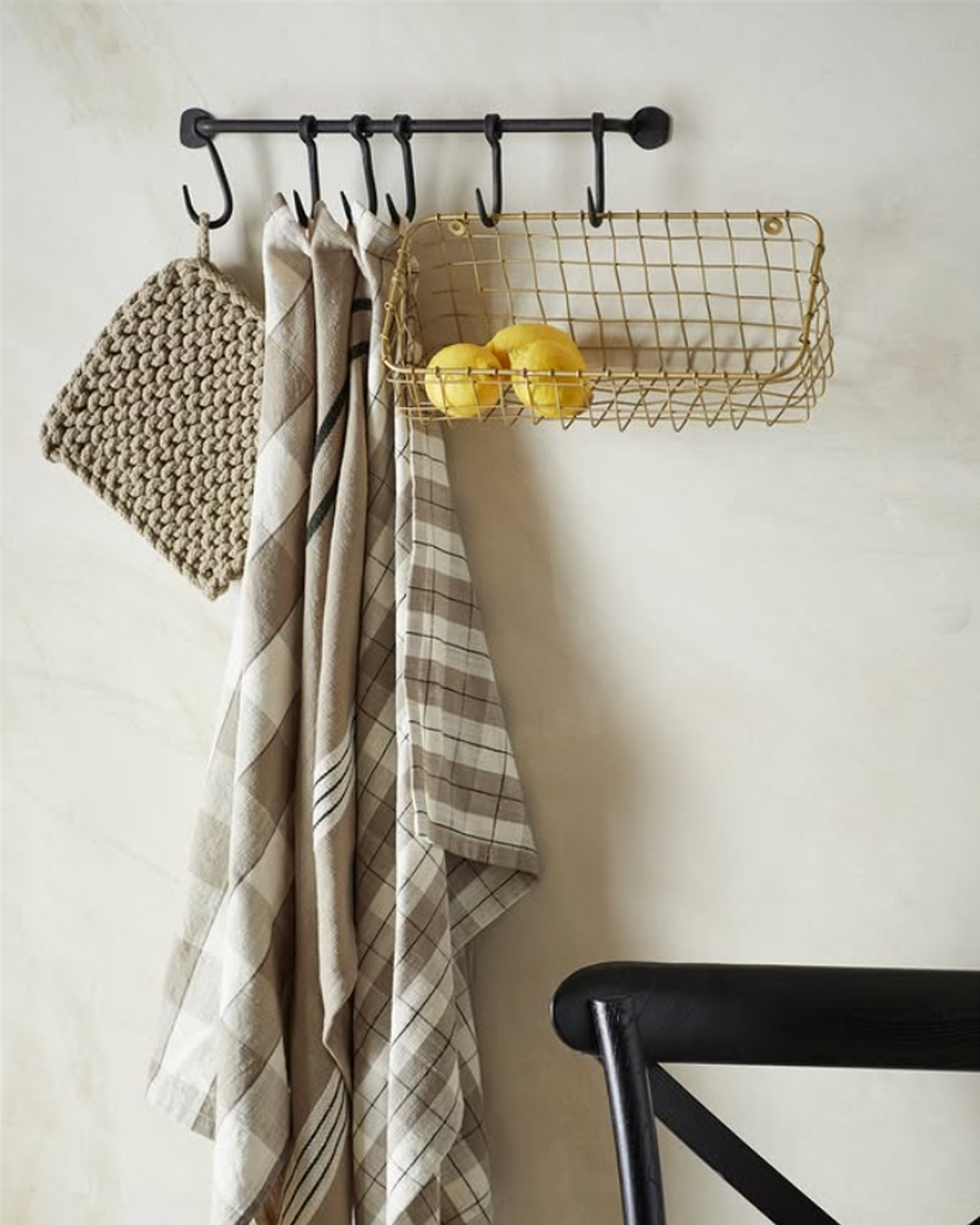 Keukenhanddoek CHECKED Taupe, off white, black