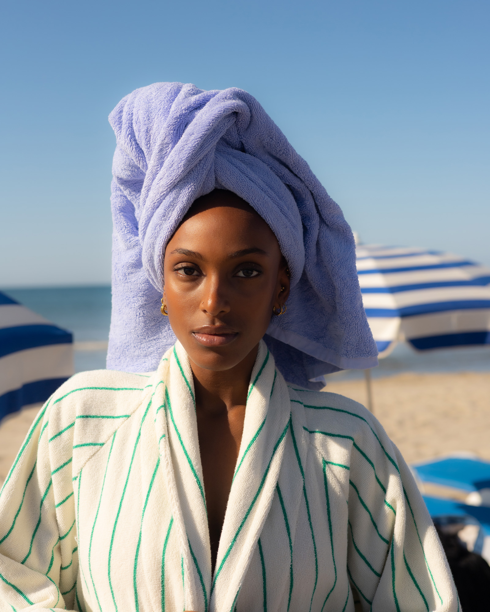 Bathrobe NARAM Pure white & grass