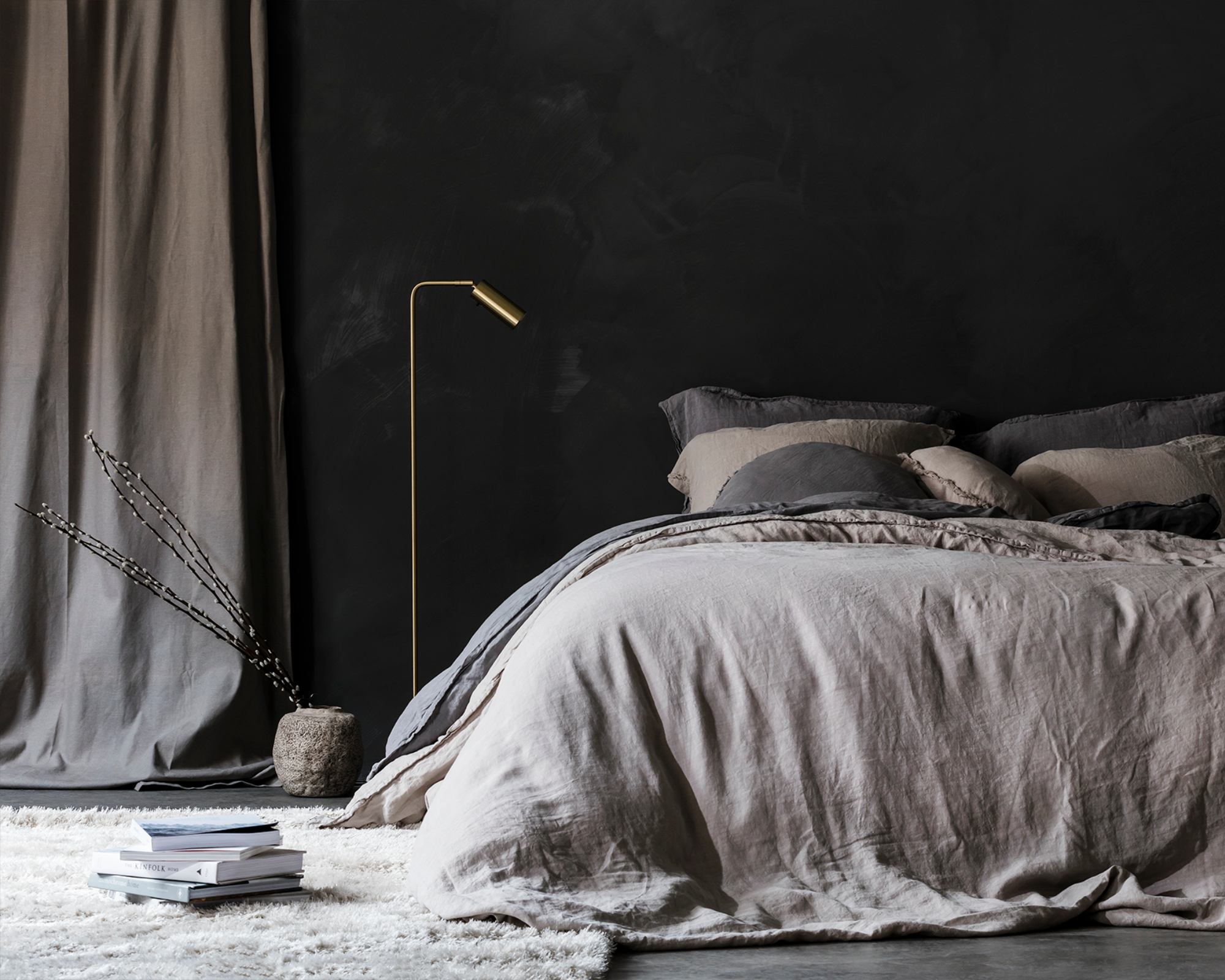 MARIE-MARIE - Bed linen set LINEN STORIES Grey - 240x220 cm + 2 slopen 65x65 cm - Grey
