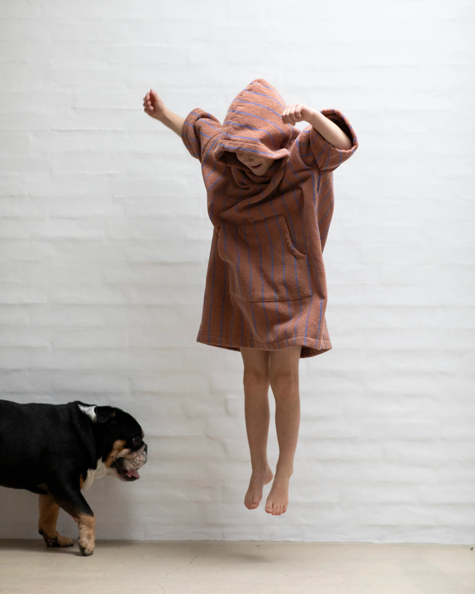 Poncho NARAM Camel & ultramarine blue