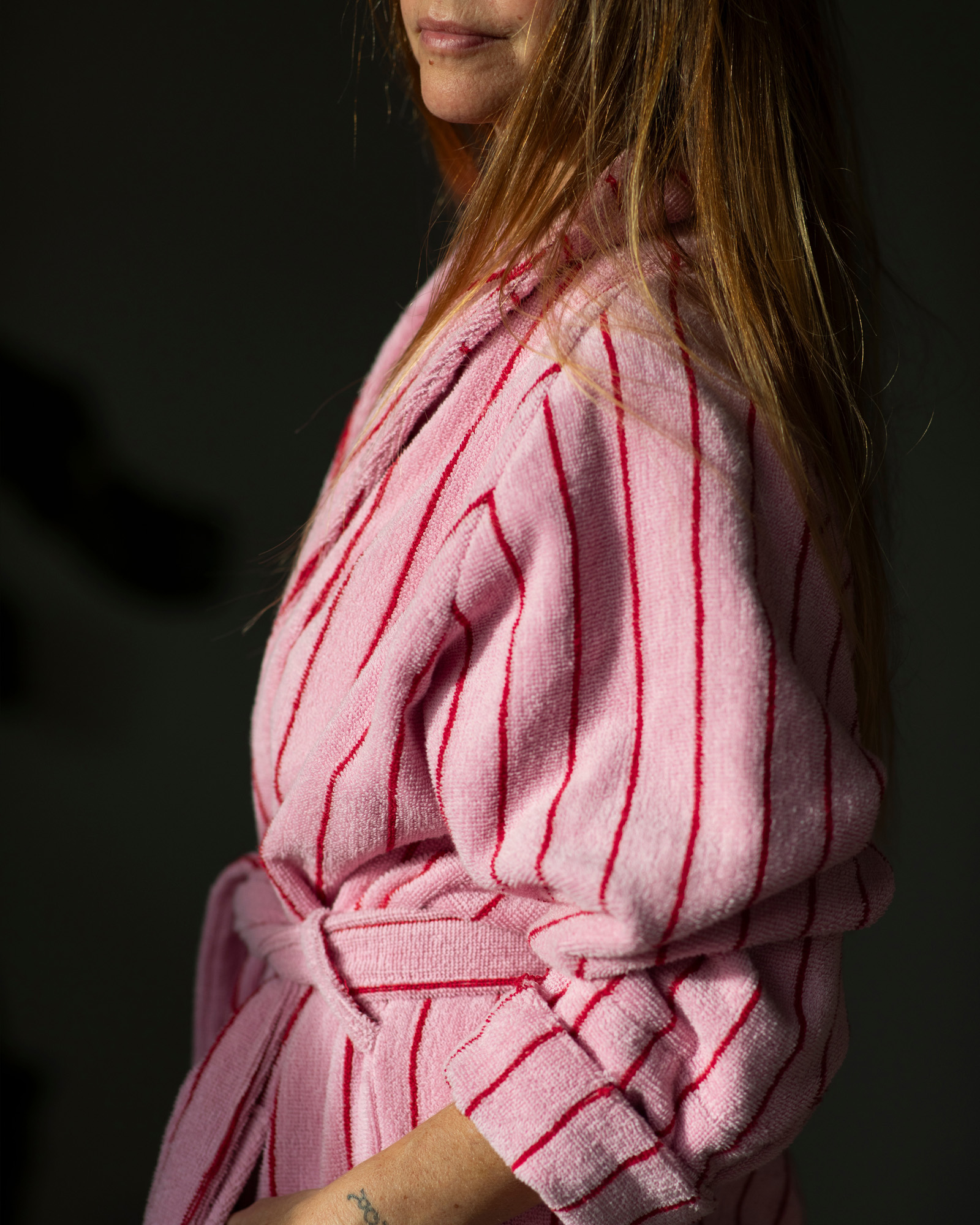 Bathrobe NARAM Baby pink & ski patrol red