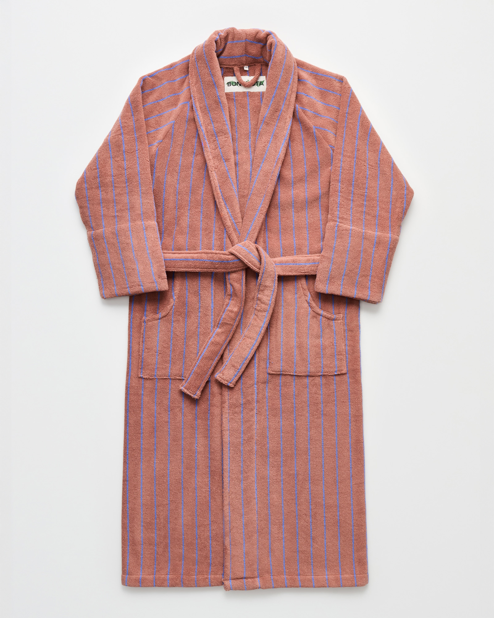 Bathrobe NARAM Camel & ultramarine blue