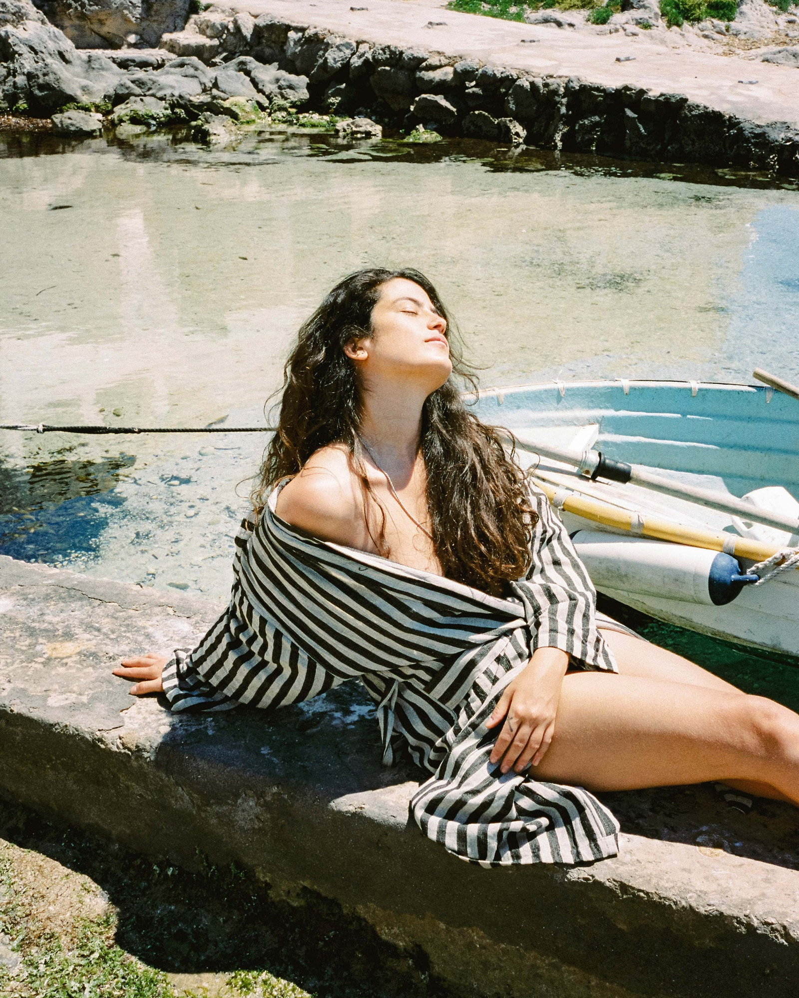 Bathrobe STRIPED Black