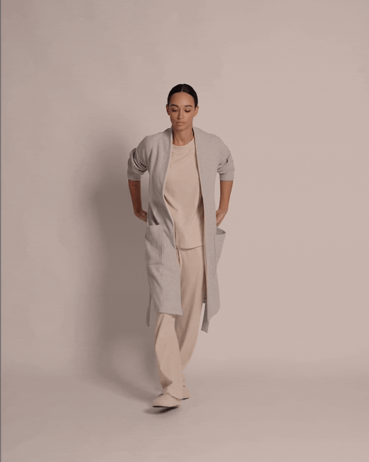 Peignoir BELLA Beige chiné/grey chiné