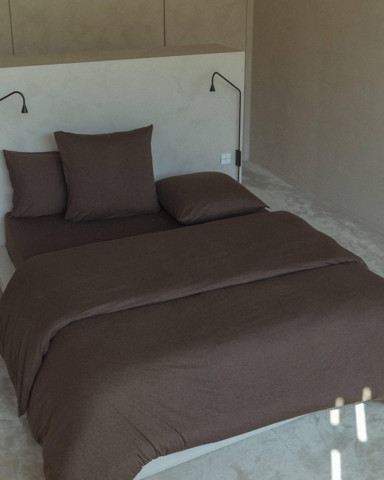Dekbedset SUNDAY JERSEY Brown melange