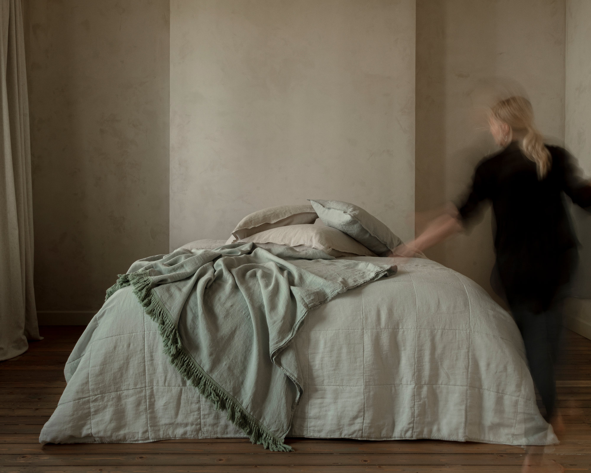 MARIE-MARIE - Bed linen set LINEN STORIES Rauch - 240x220 cm + 2 slopen 65x65 cm - Rauch