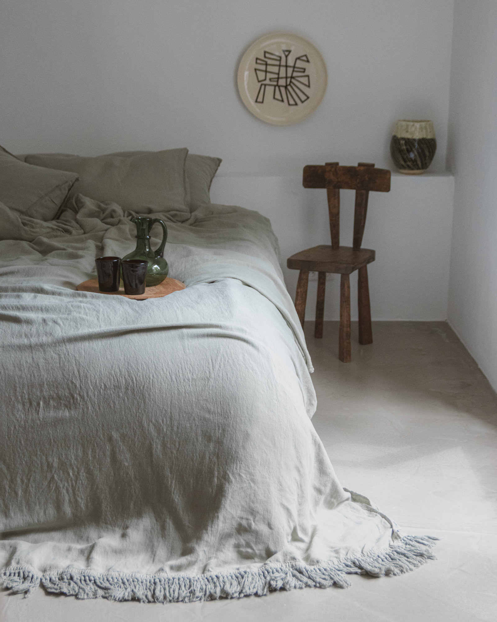 Bedsprei Franje LINEN STORIES Seagrass