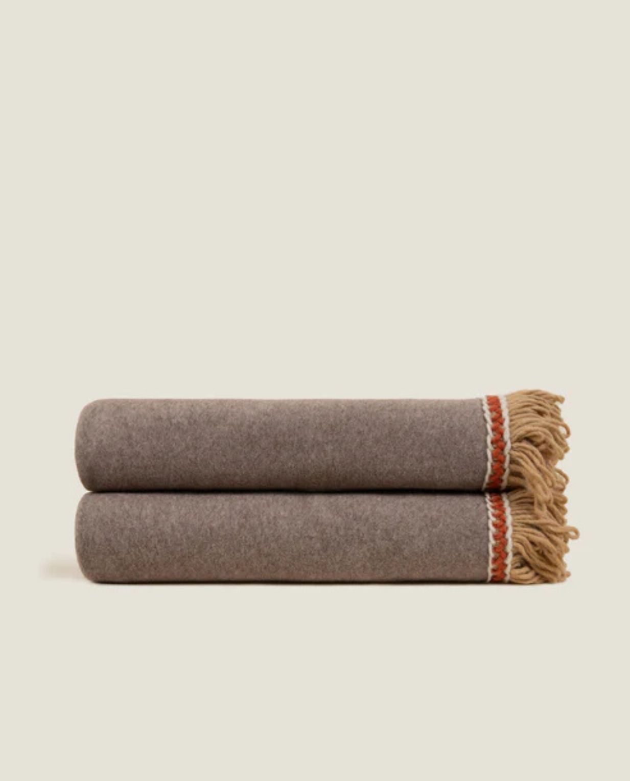 Plaid FRINGES Taupe