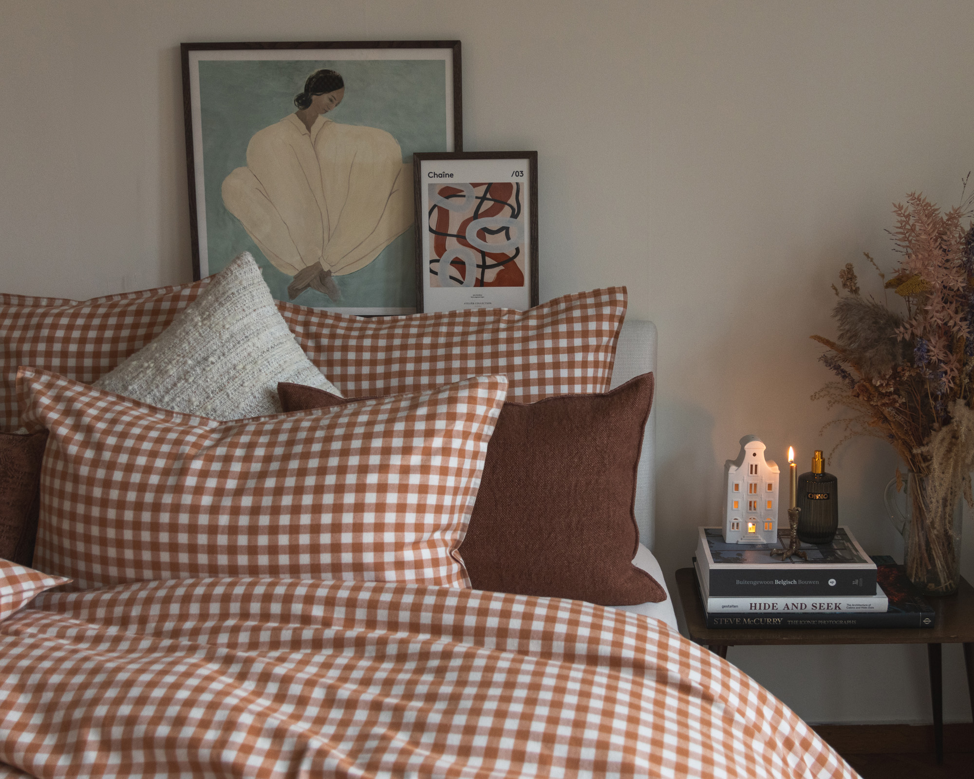 MARIE-MARIE - Pillowcase VICHY FLANEL Maple Sugar - 50x75 cm - Maple Sugar