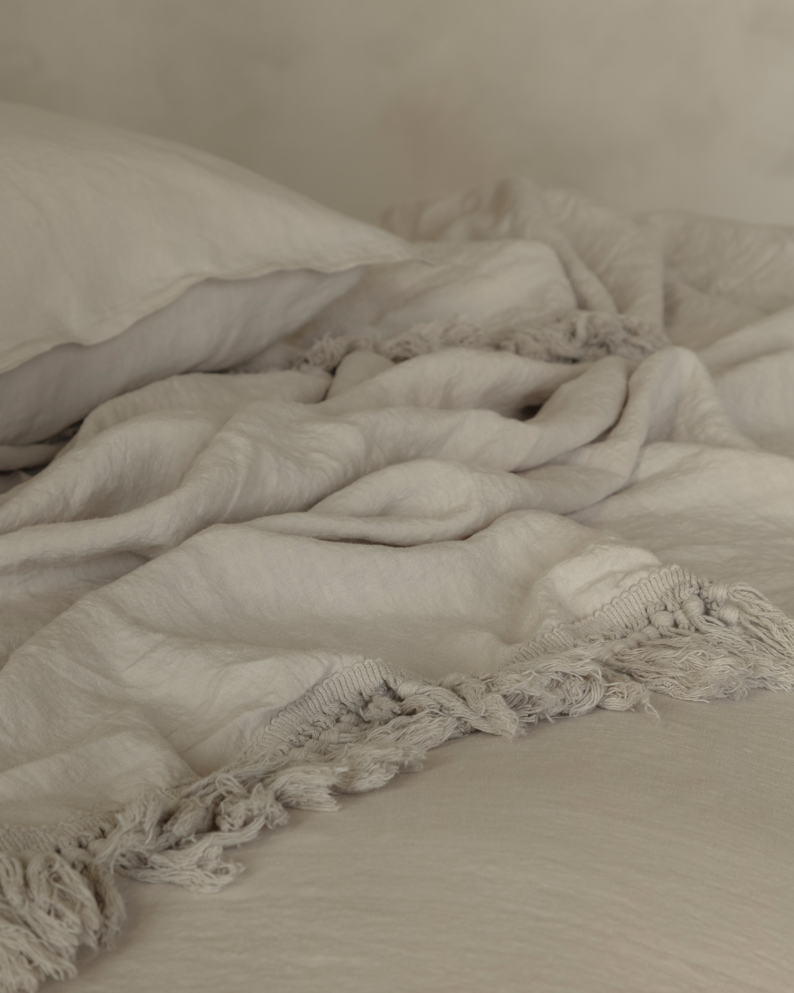 Bedsprei Franje LINEN STORIES Sand