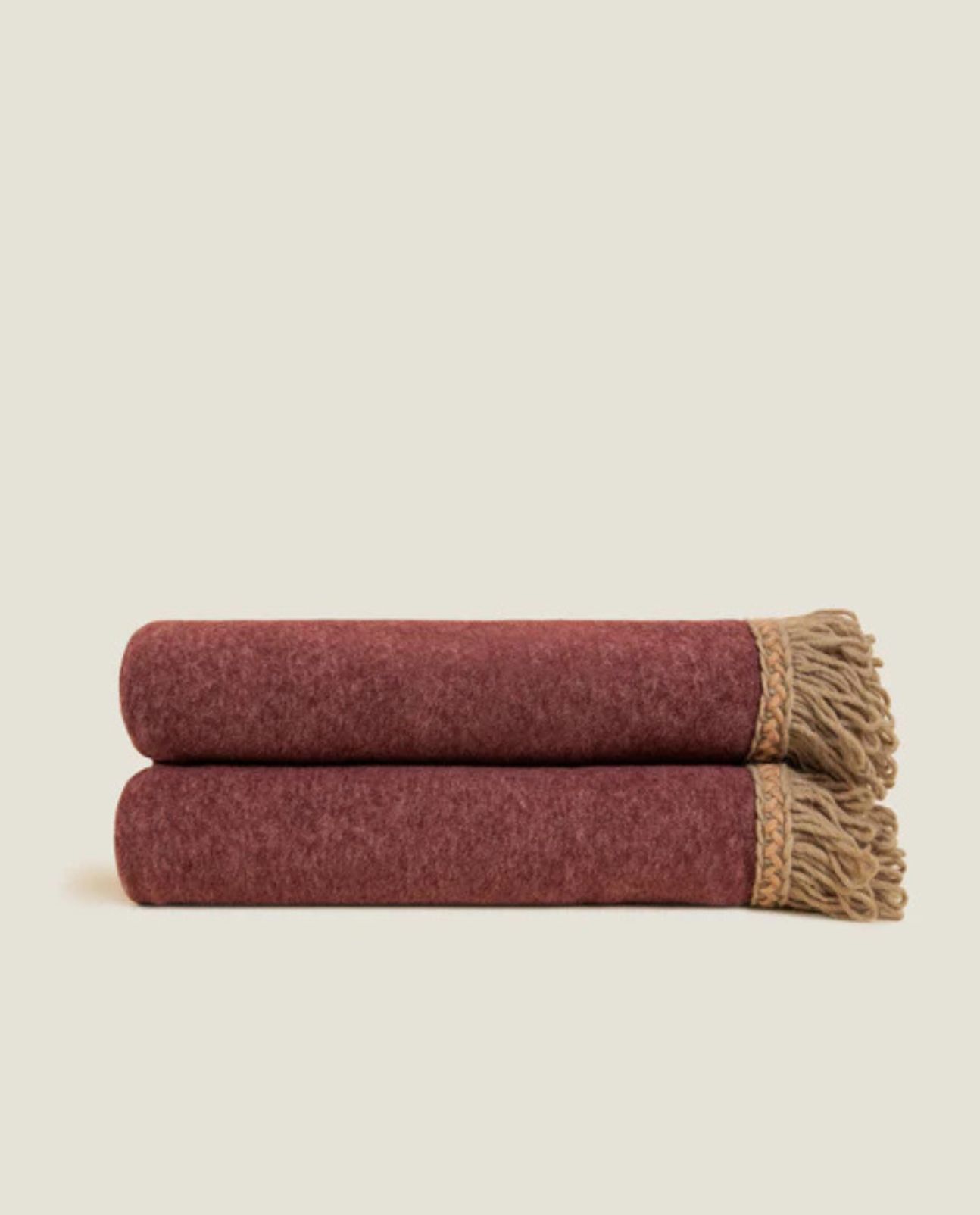 Plaid FRINGES Burgundy