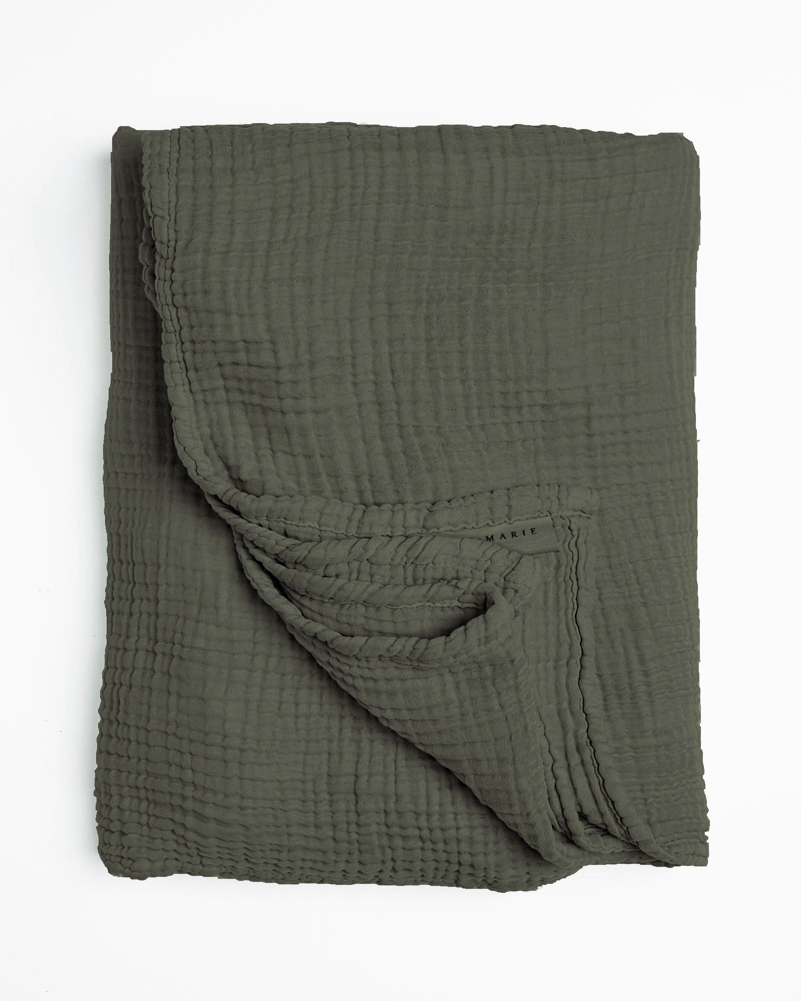 MARIE-MARIE - Bedspread VINTAGE COTTON Khaki Green - 160x240 cm - Khaki Green