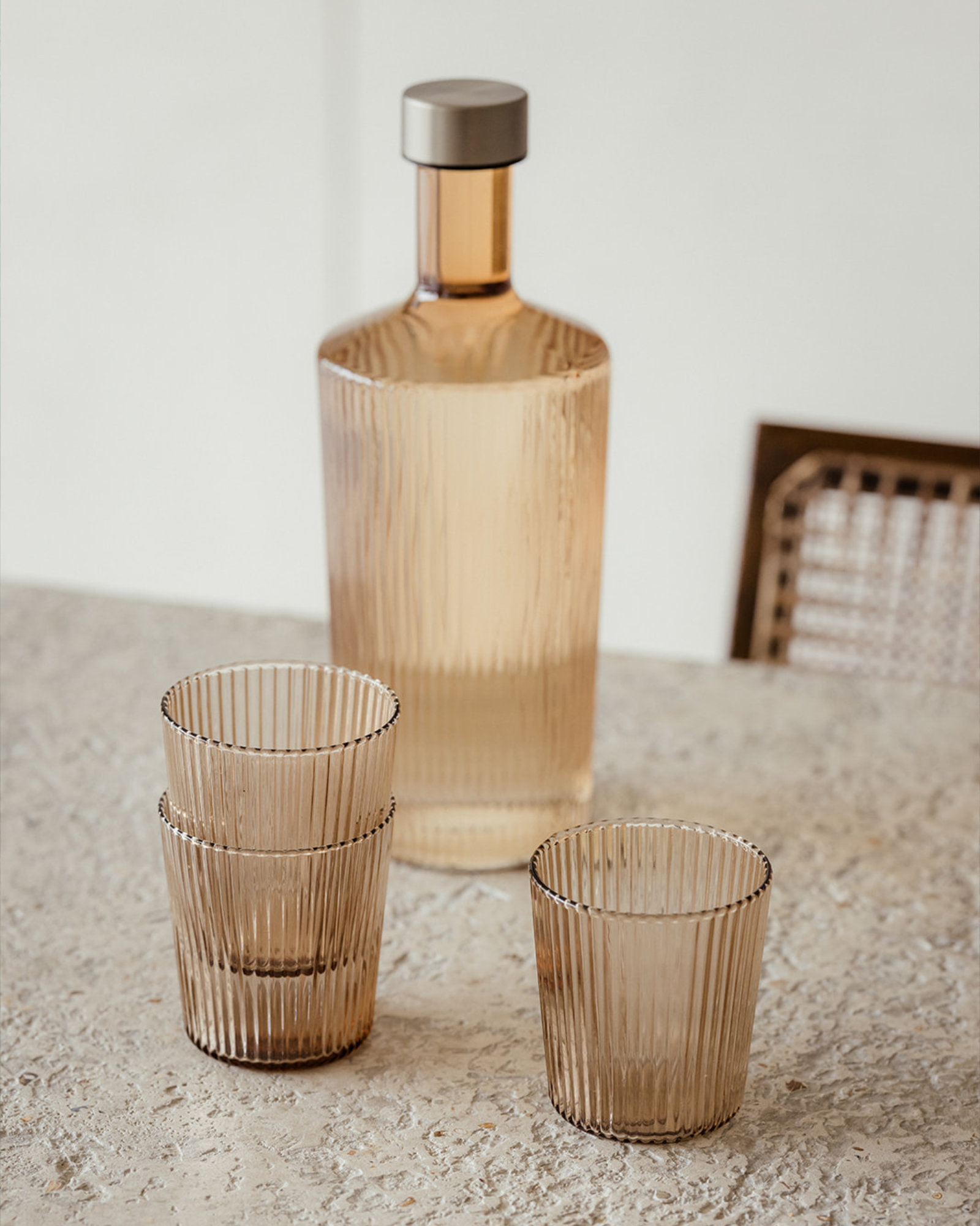 Glass RIBBED Bells (peach)