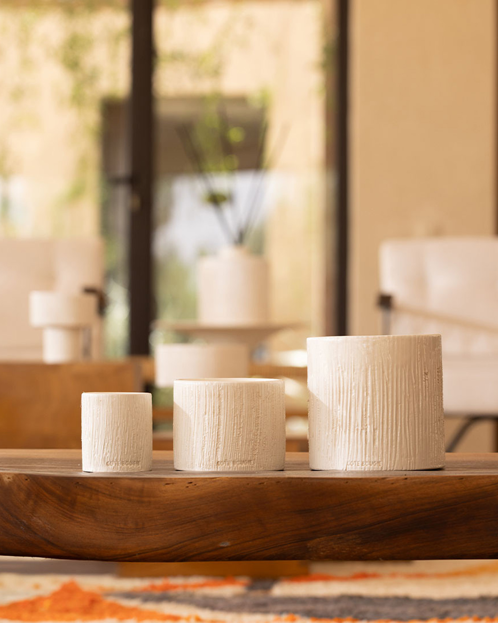 Kaars CERAMIQUE STRIEE Blanc