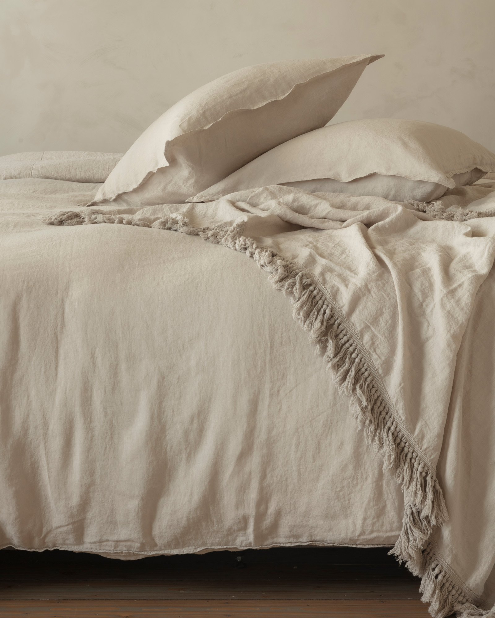 Bedsprei Franje LINEN STORIES Sand