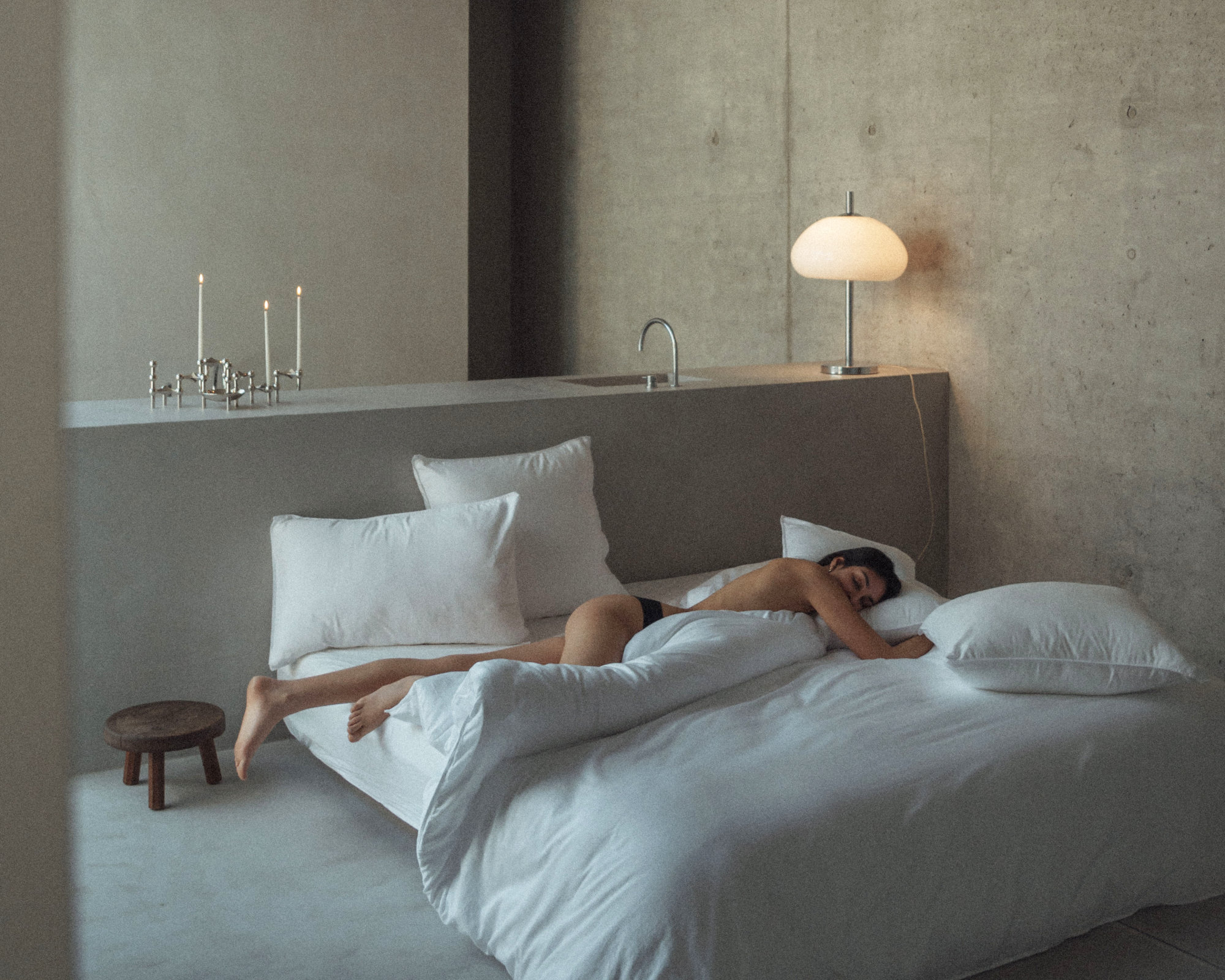 MARIE-MARIE - Bed linen set SLEEPY SATEEN White - 240x220 cm + 2 slopen 65x65 cm - White