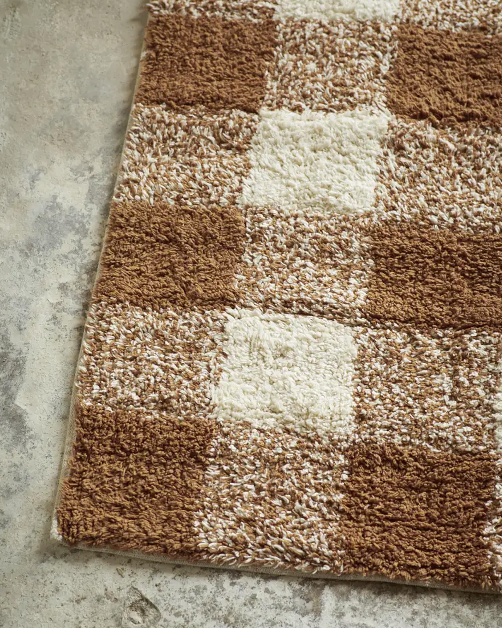 Badmat TUFTED Checked brown, off-white
