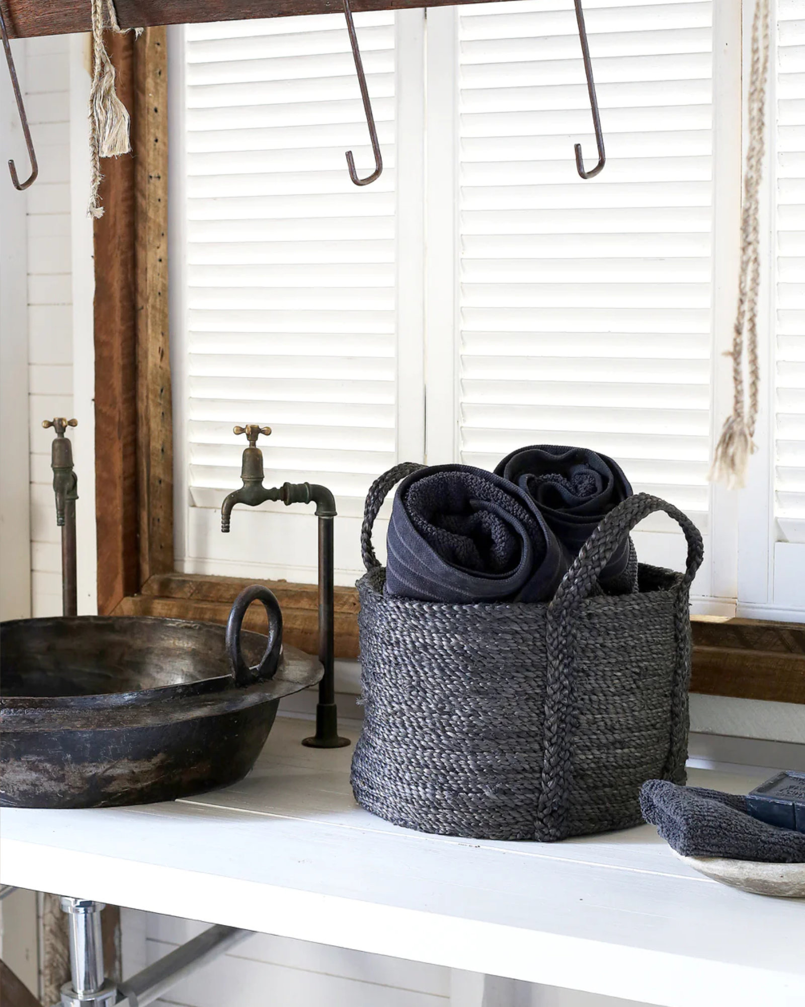 The Dharma Door - Laundry basket BASKET ROUND - SM - Charcoal