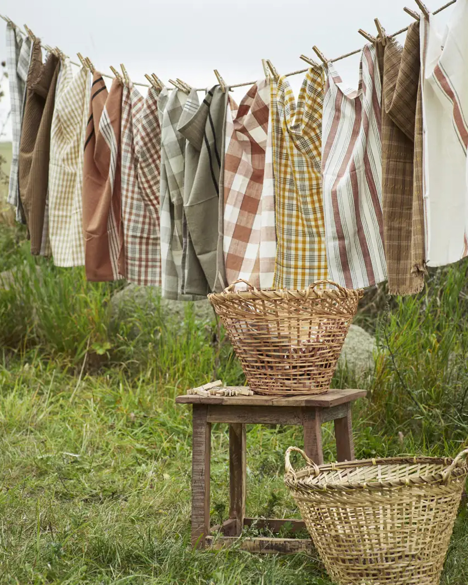 Keukenhanddoek STRIPED Off white, tomato, taupe