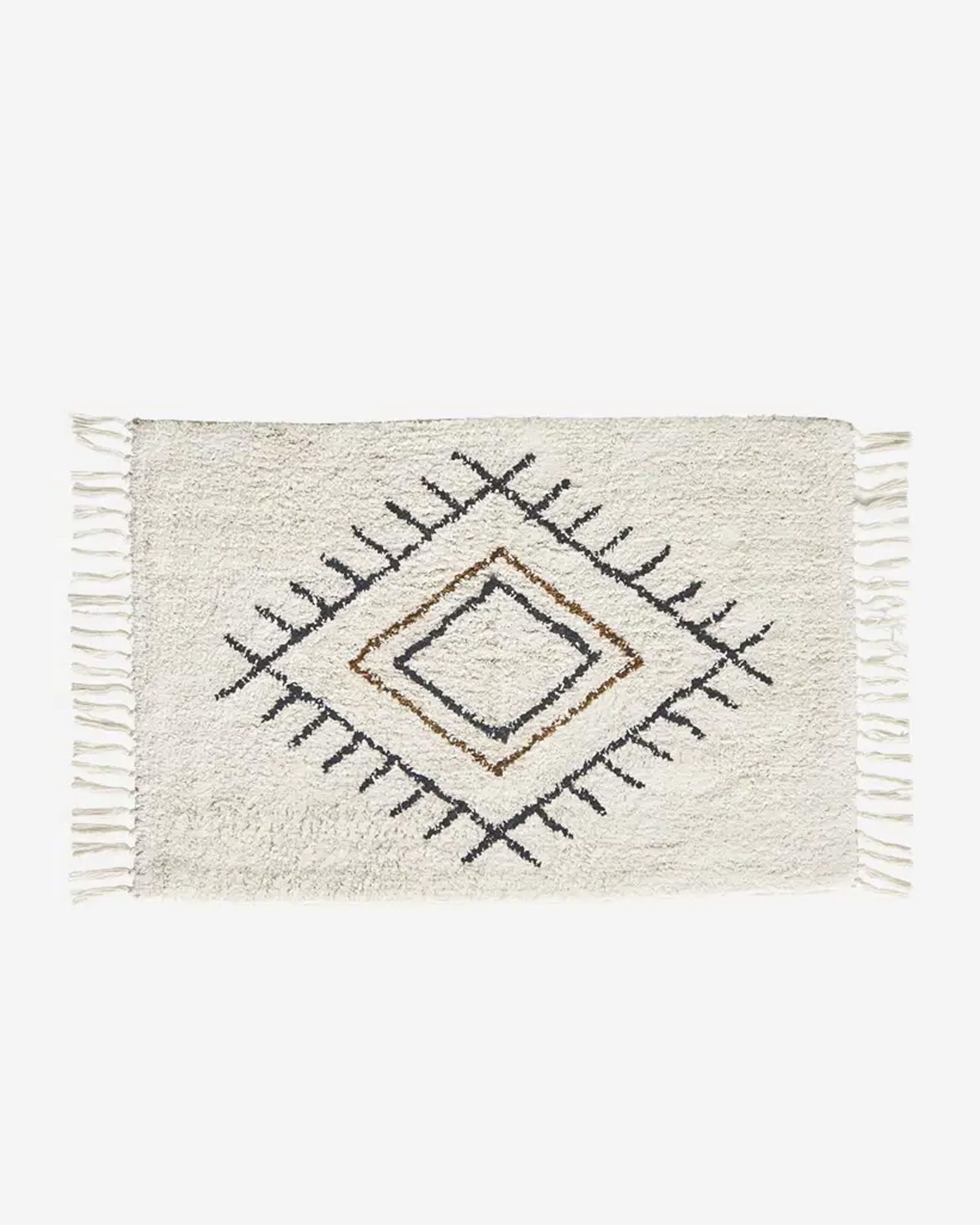 Badmat TUFTED Fringes off white, dark grey, dijon