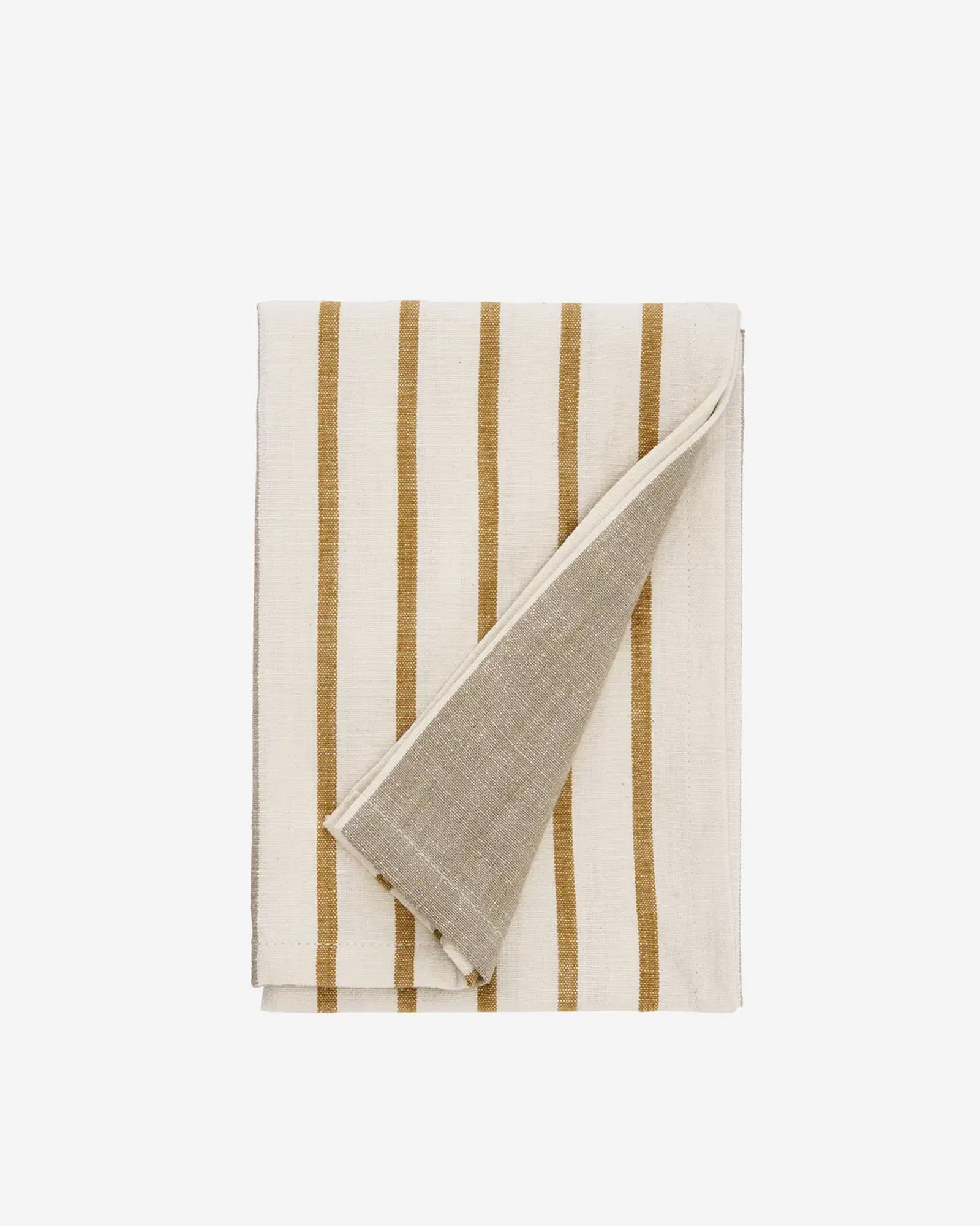 Keukenhanddoek STRIPED Taupe, curry, off white