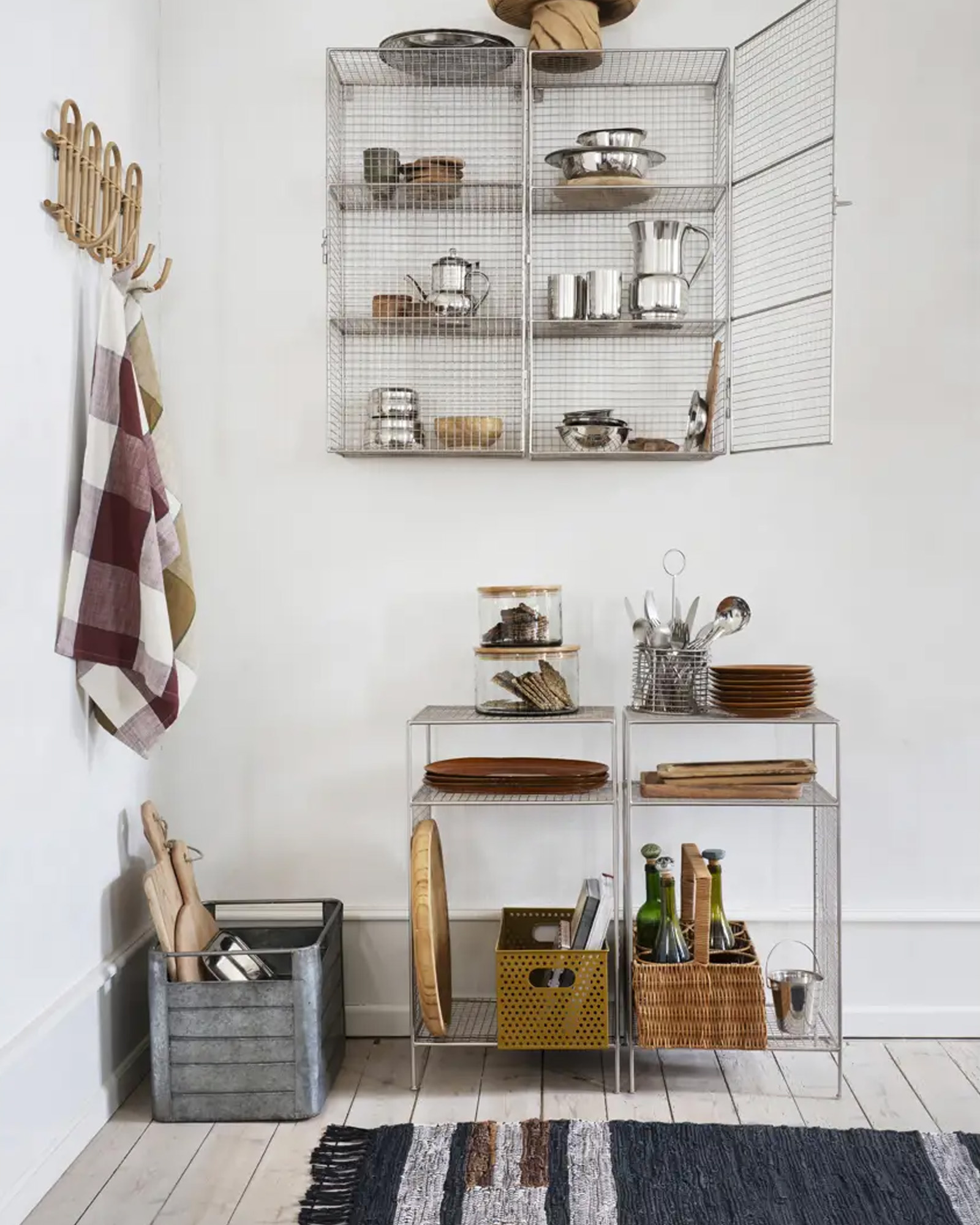 Kitchen towel CHECKED Tapenade, green, off white