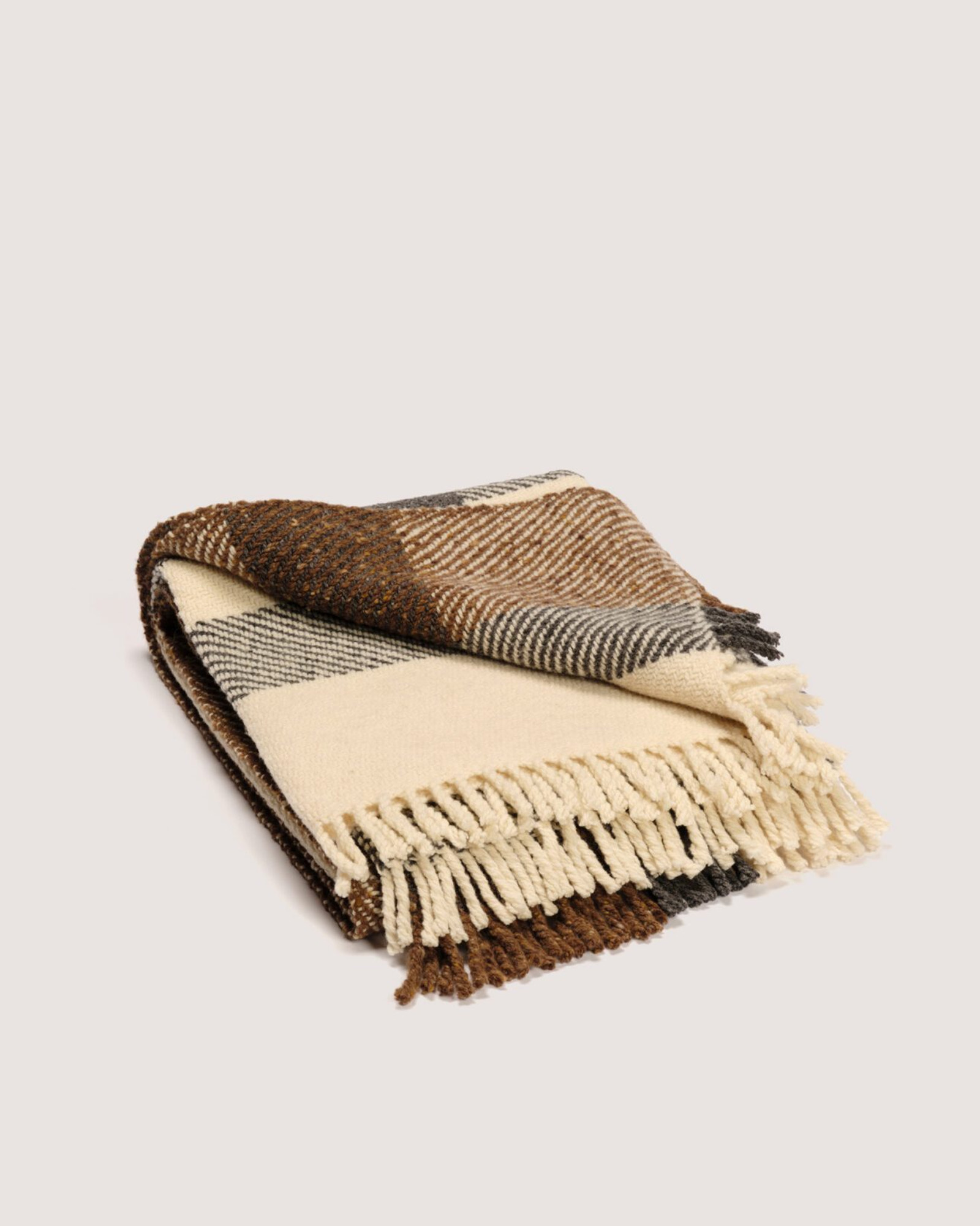 Plaid VENETO Off-white with brown and grey squares